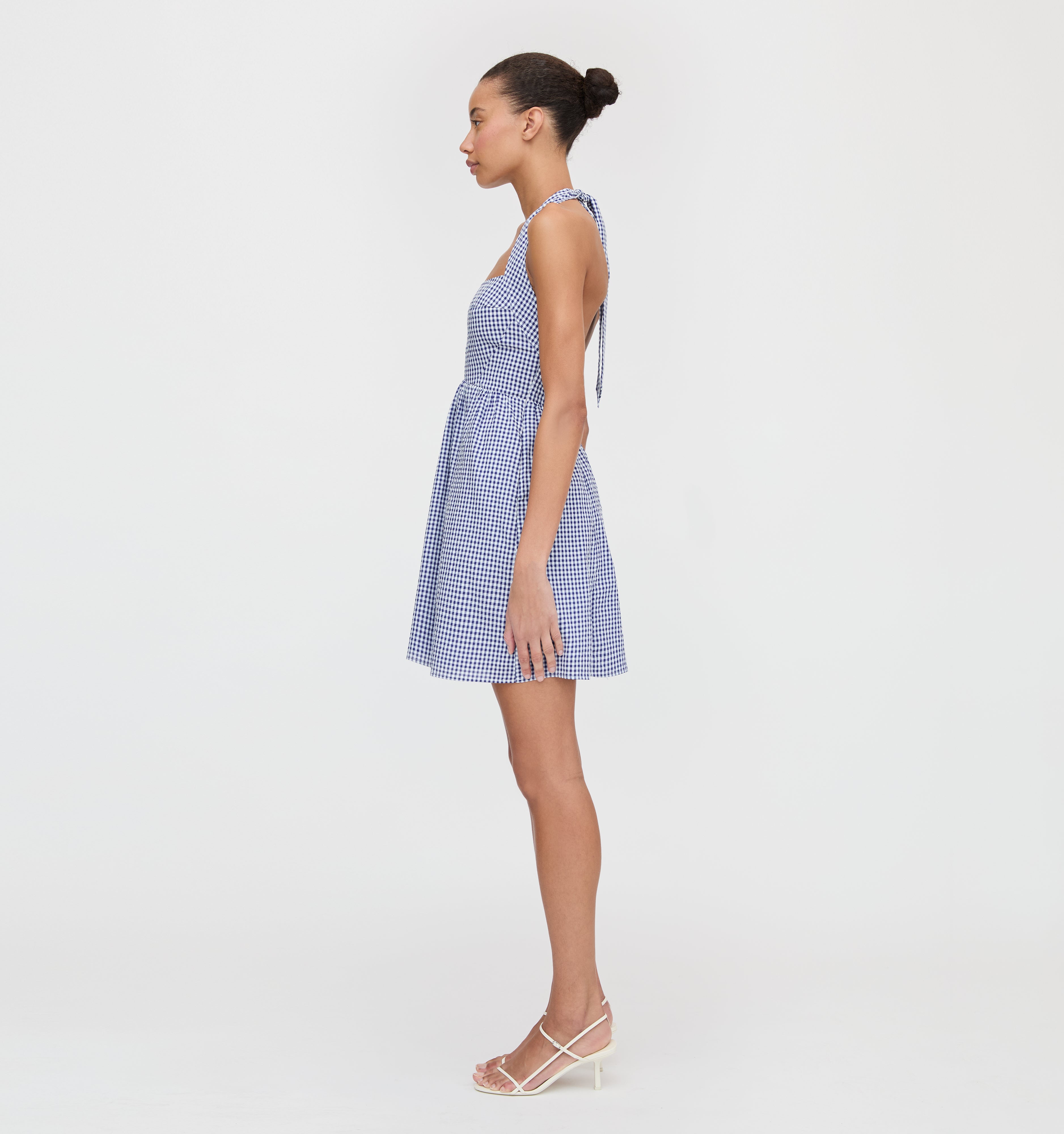 The Fleur Mini Dress - Navy Gingham