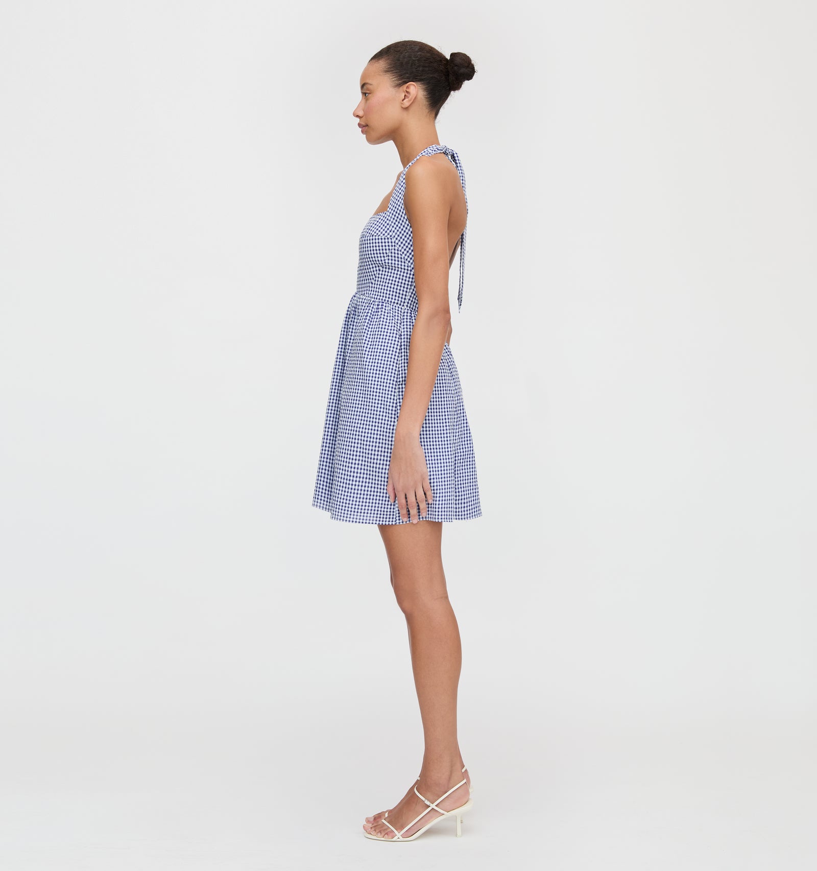The Fleur Mini Dress - Navy Gingham