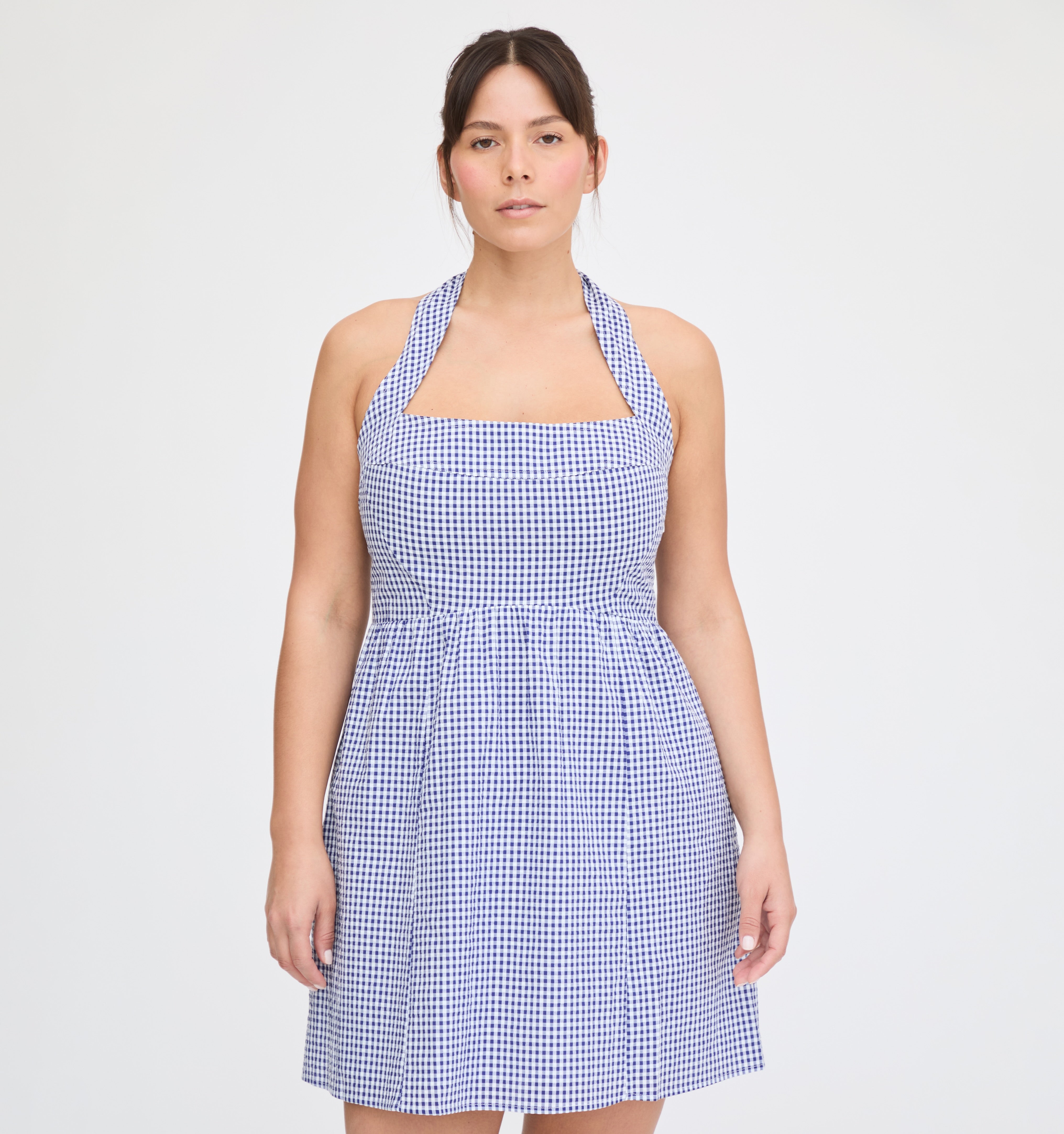 The Fleur Mini Dress - Navy Gingham