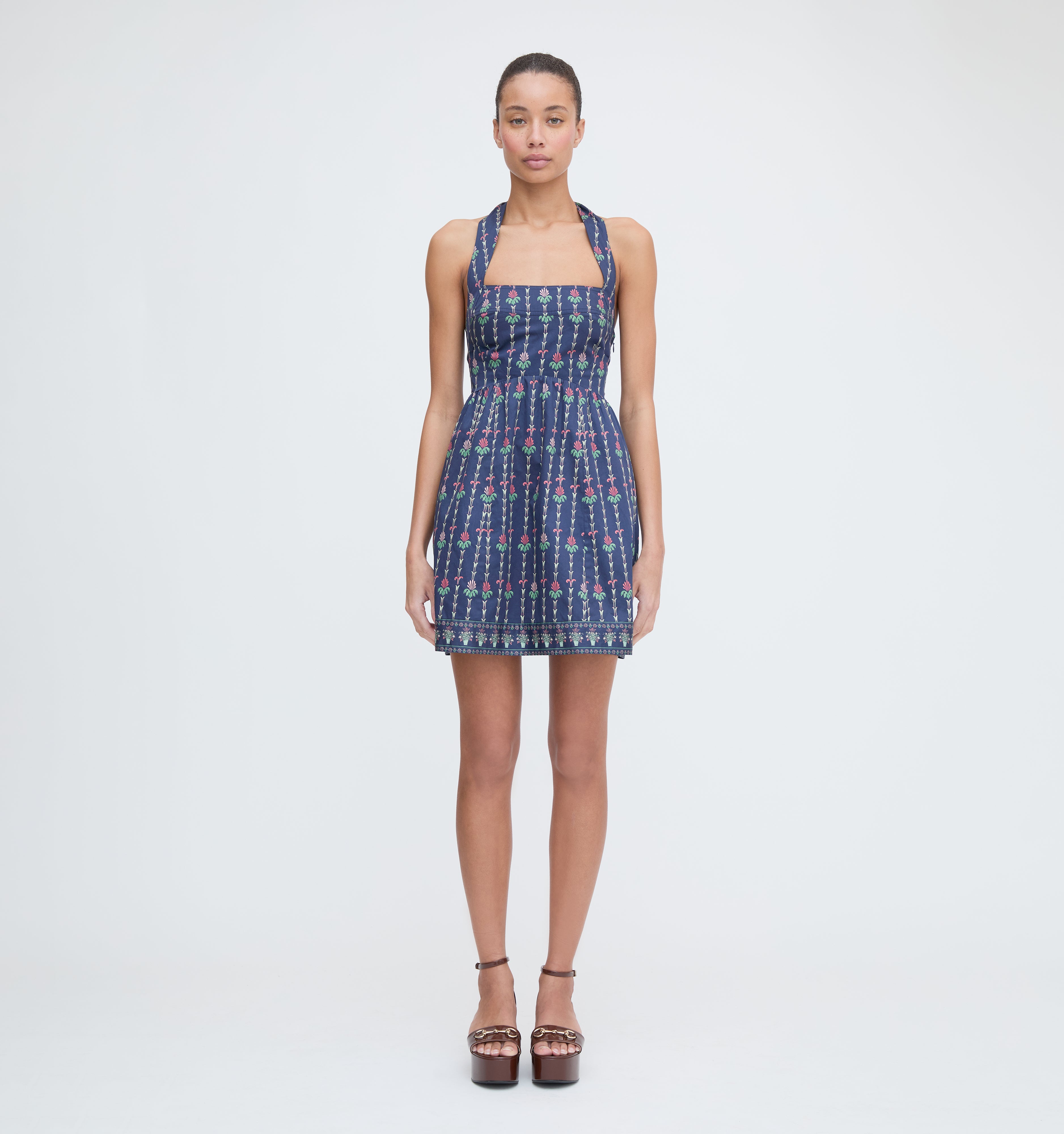 The Fleur Mini Dress - Navy Trailing Fern