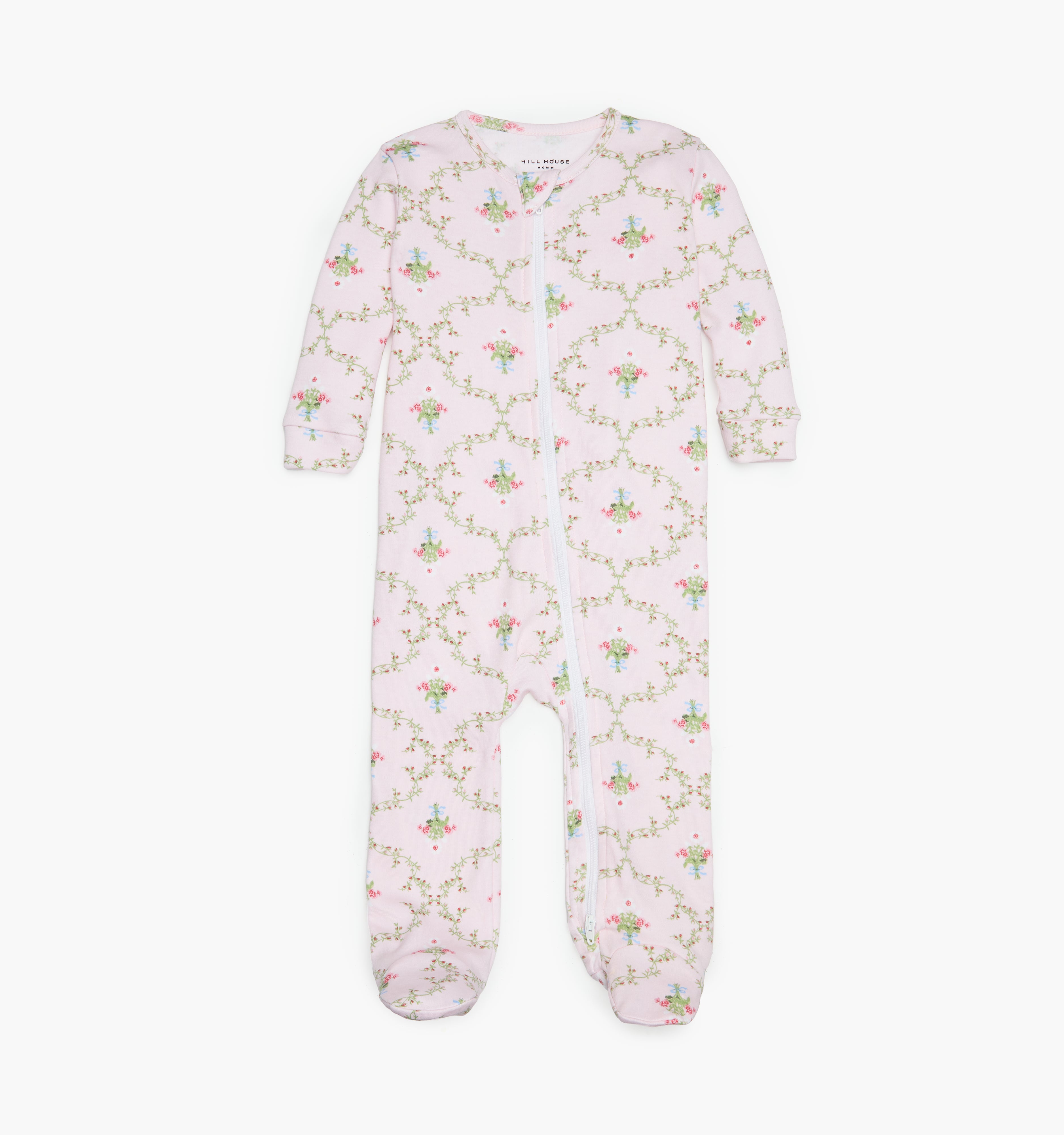 The Footie Pajama - Light Pink Trellis – Hill House Home