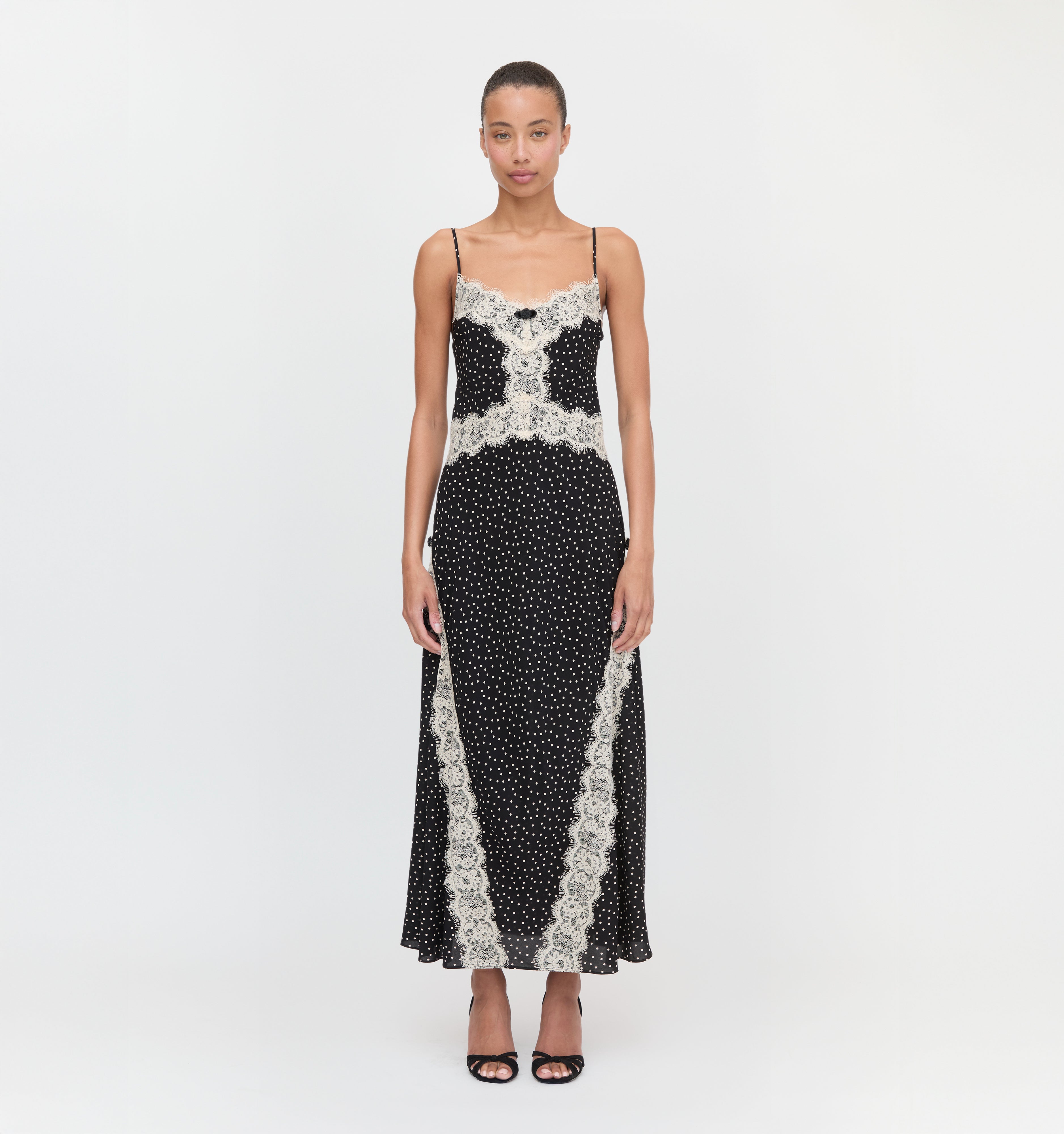 The Francesca Dress in Black Polka Dot color: Black Polka Dot 