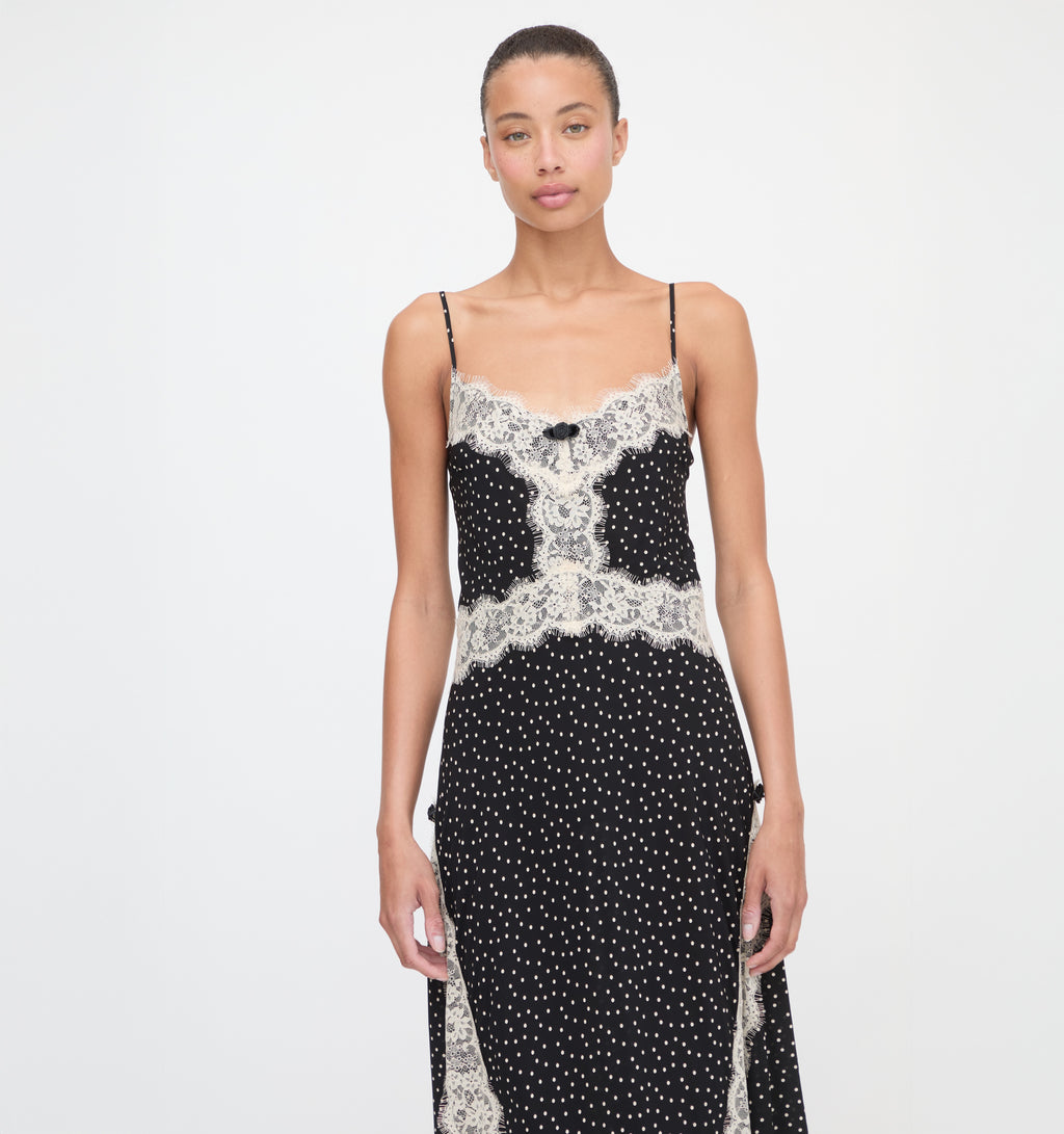 The Francesca Dress - Black Polka Dot Hill House Home The Francesca Dress - Black Polka Dot Hill House Home