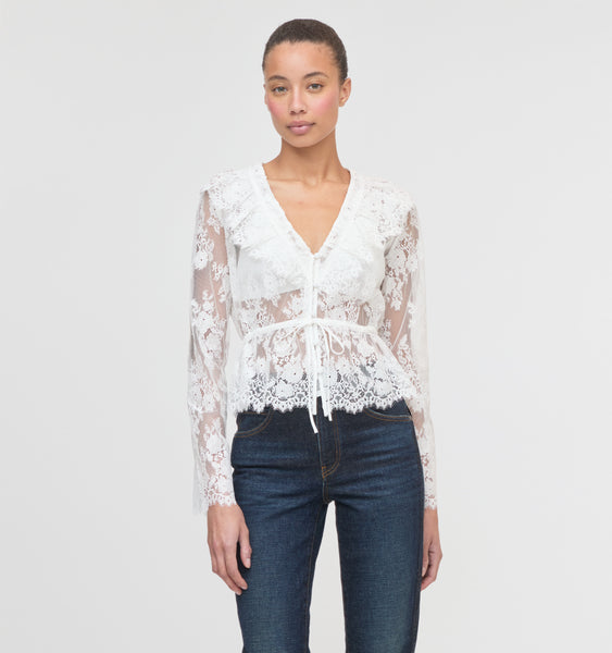 The Zoya Top - White Magnolia Lace – Hill House Home