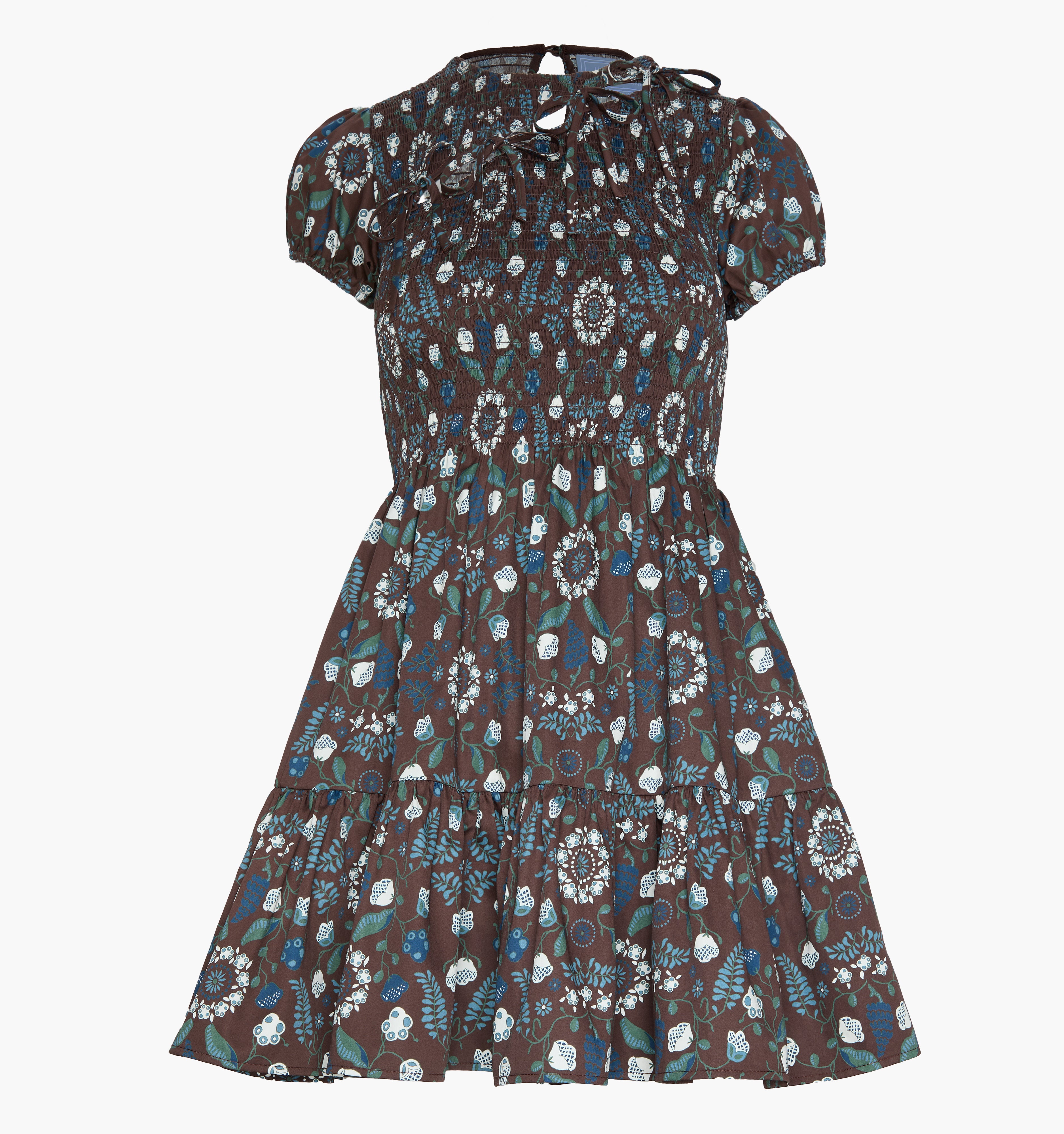 The Gia Mini Nap Dress - Chocolate Swedish Floral