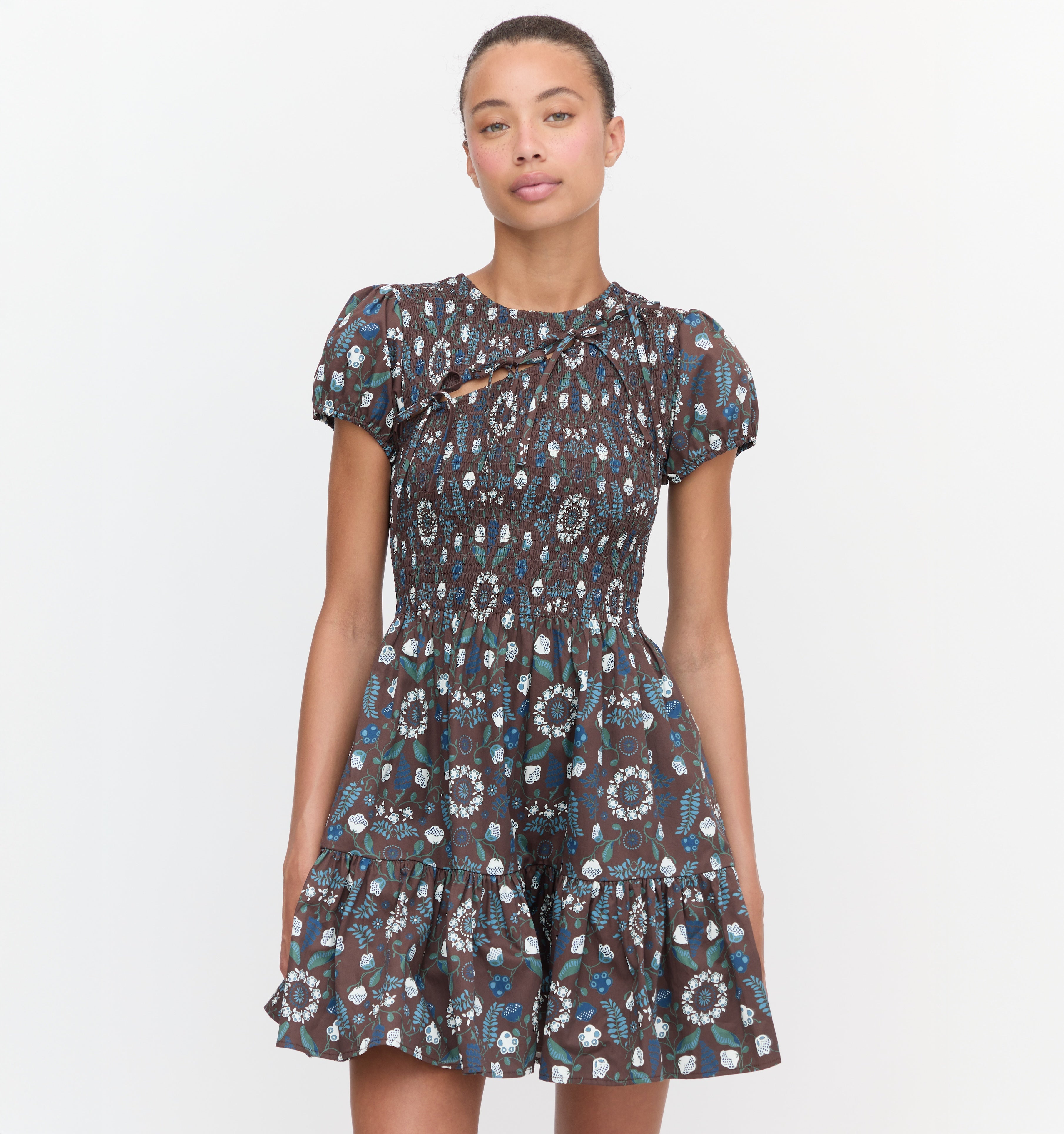 The Gia Mini Nap Dress - Chocolate Swedish Floral – Hill House Home