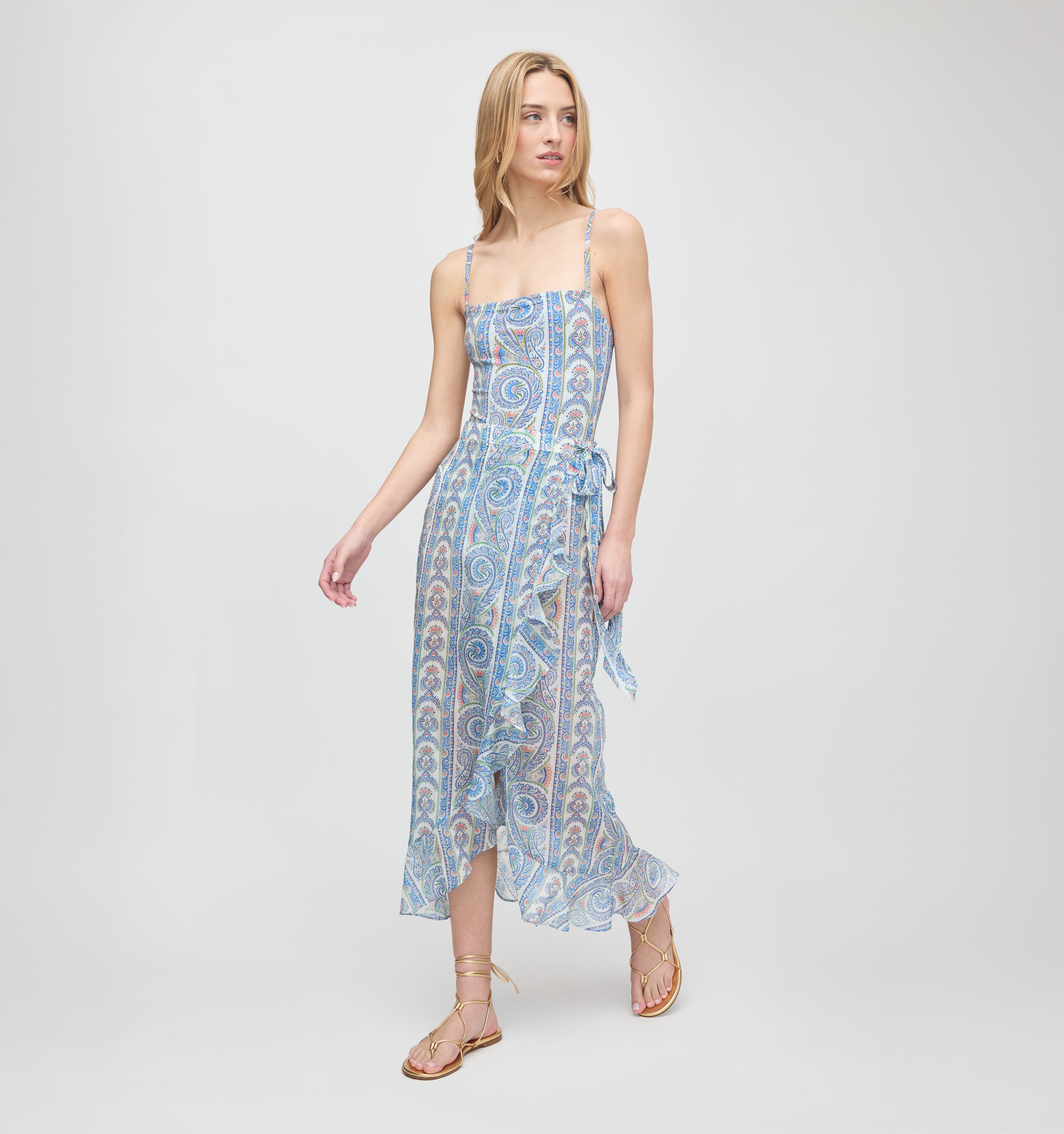 The Carlyle Skirt - Blue Corsica Paisley