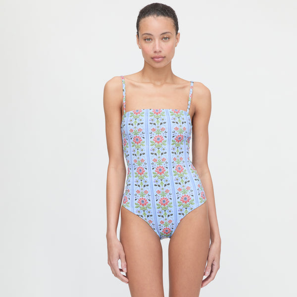 GIANA::ワンピース:US/M[RESALE] The Giana One Piece - Blue Floral Block Stripe – Hill House Home