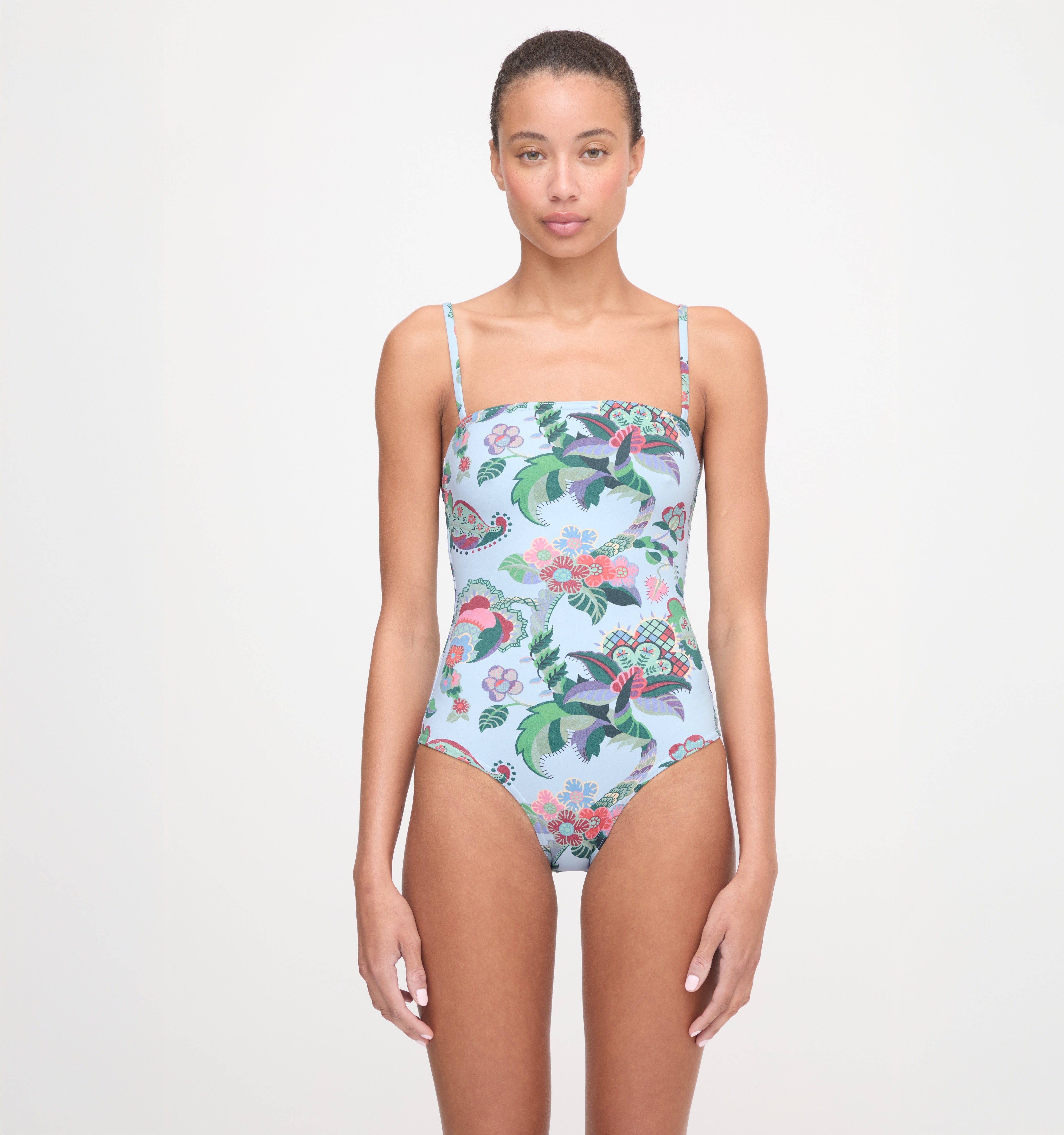 The Giana One Piece - Light Blue Jungle Floral