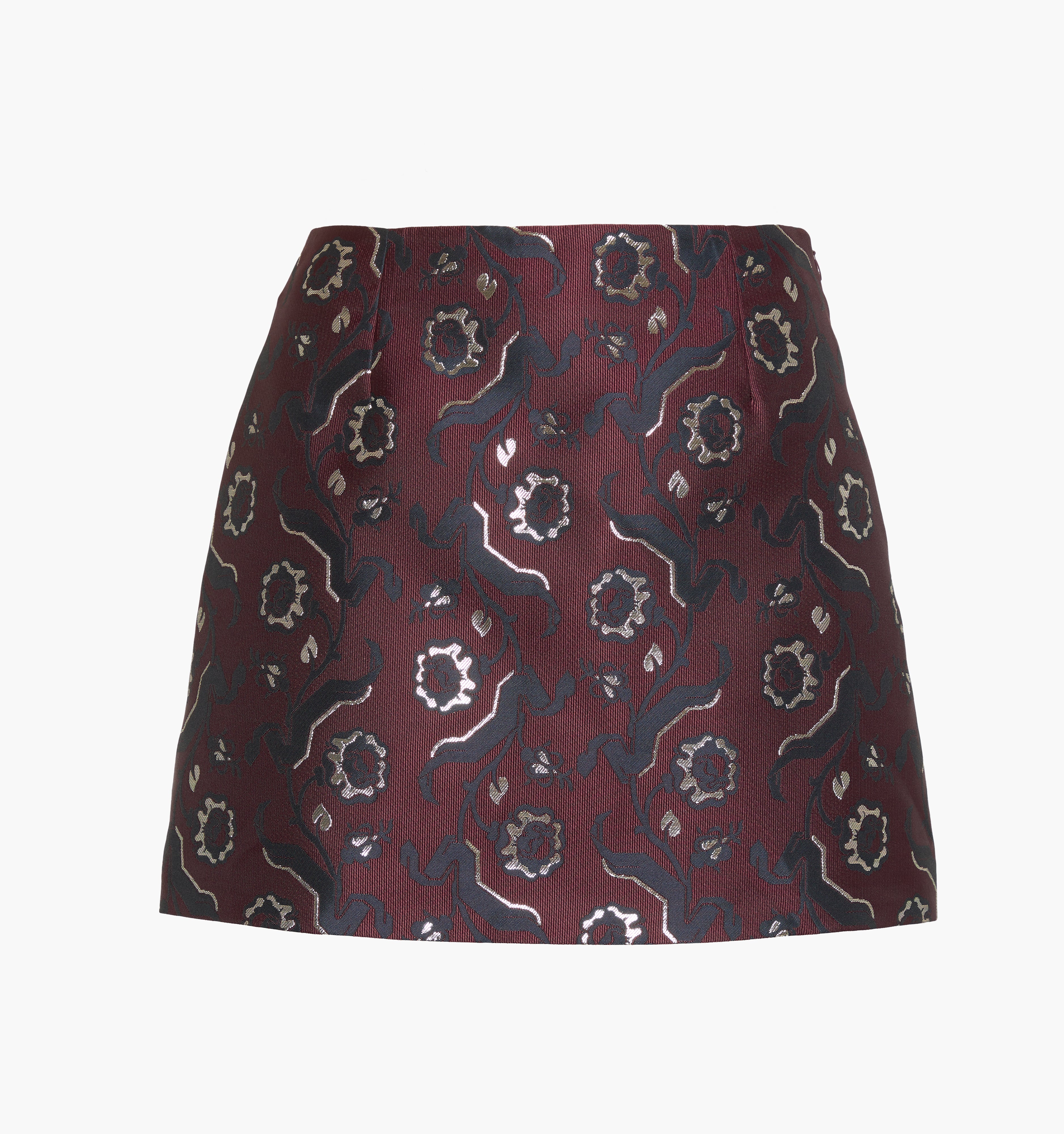 The Mallorie Top and The Hallie Skirt in Burgundy Baroque Jacquard color: Burgundy Baroque Jacquard