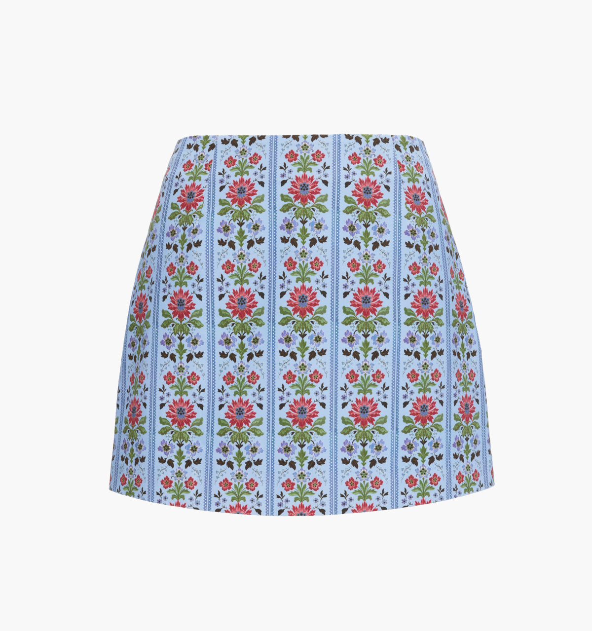 The Hallie Skirt - Blue Floral Block Stripe