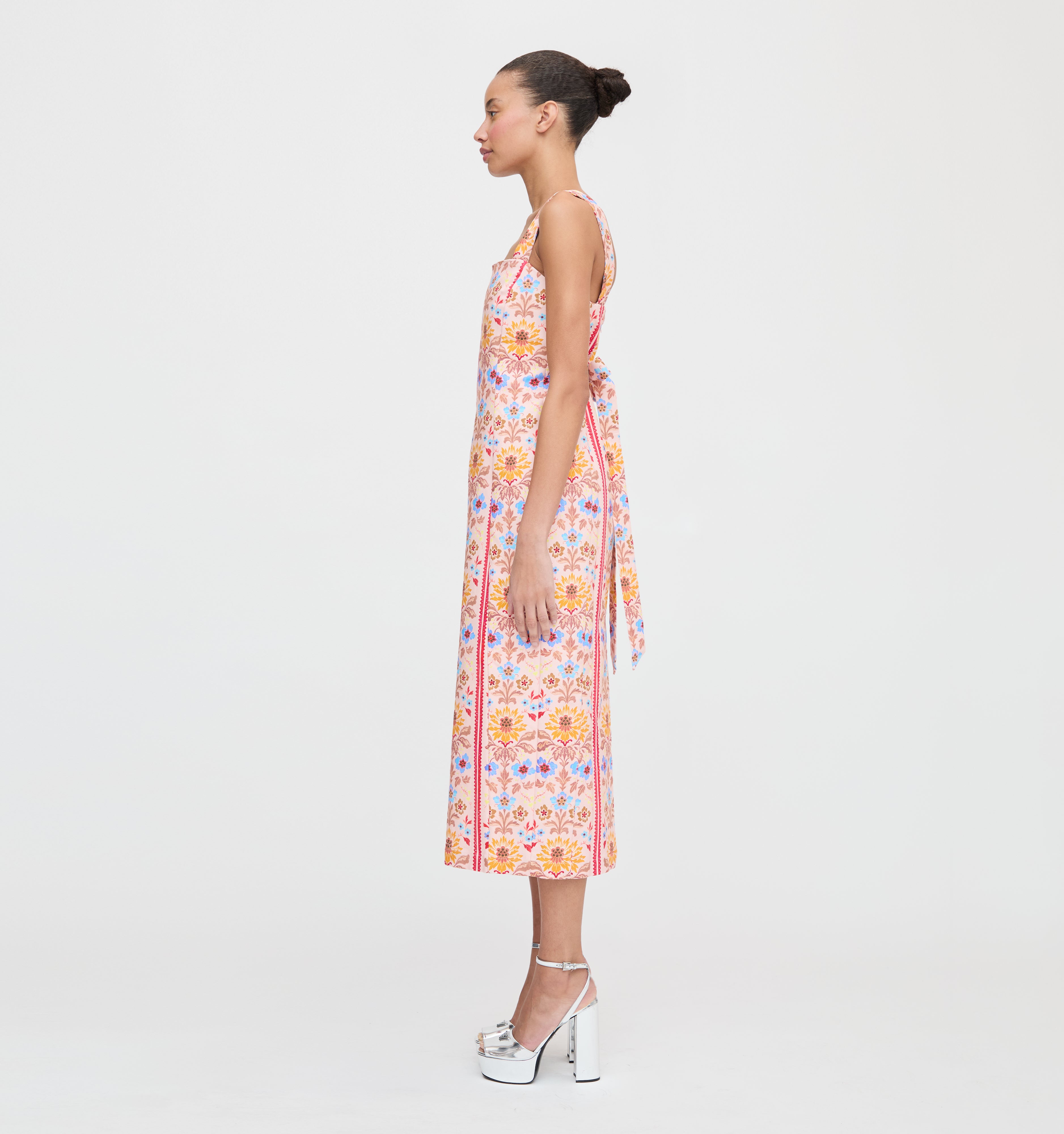 The Iris Dress - Pink Floral Block Stripe