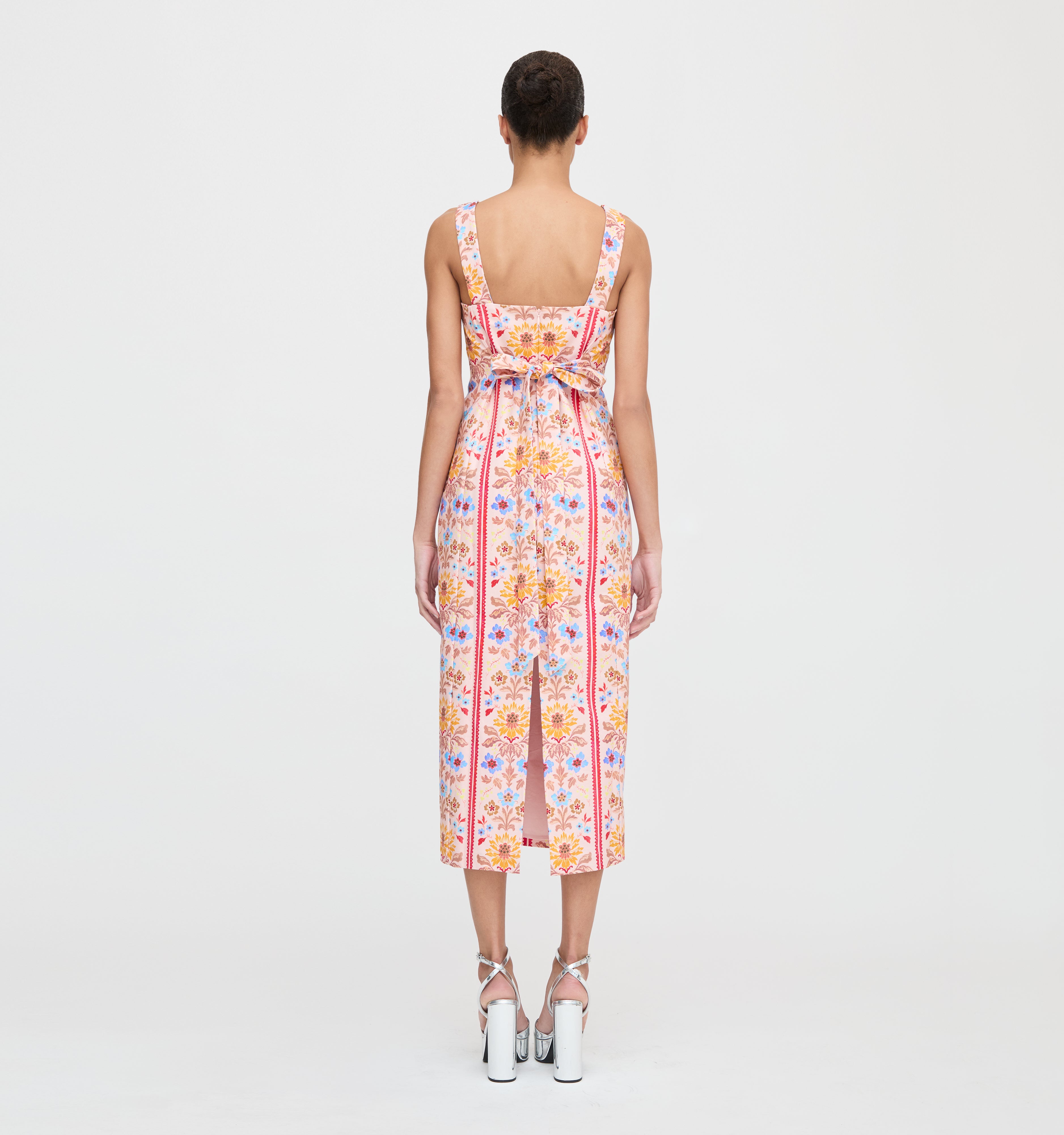 The Iris Dress - Pink Floral Block Stripe