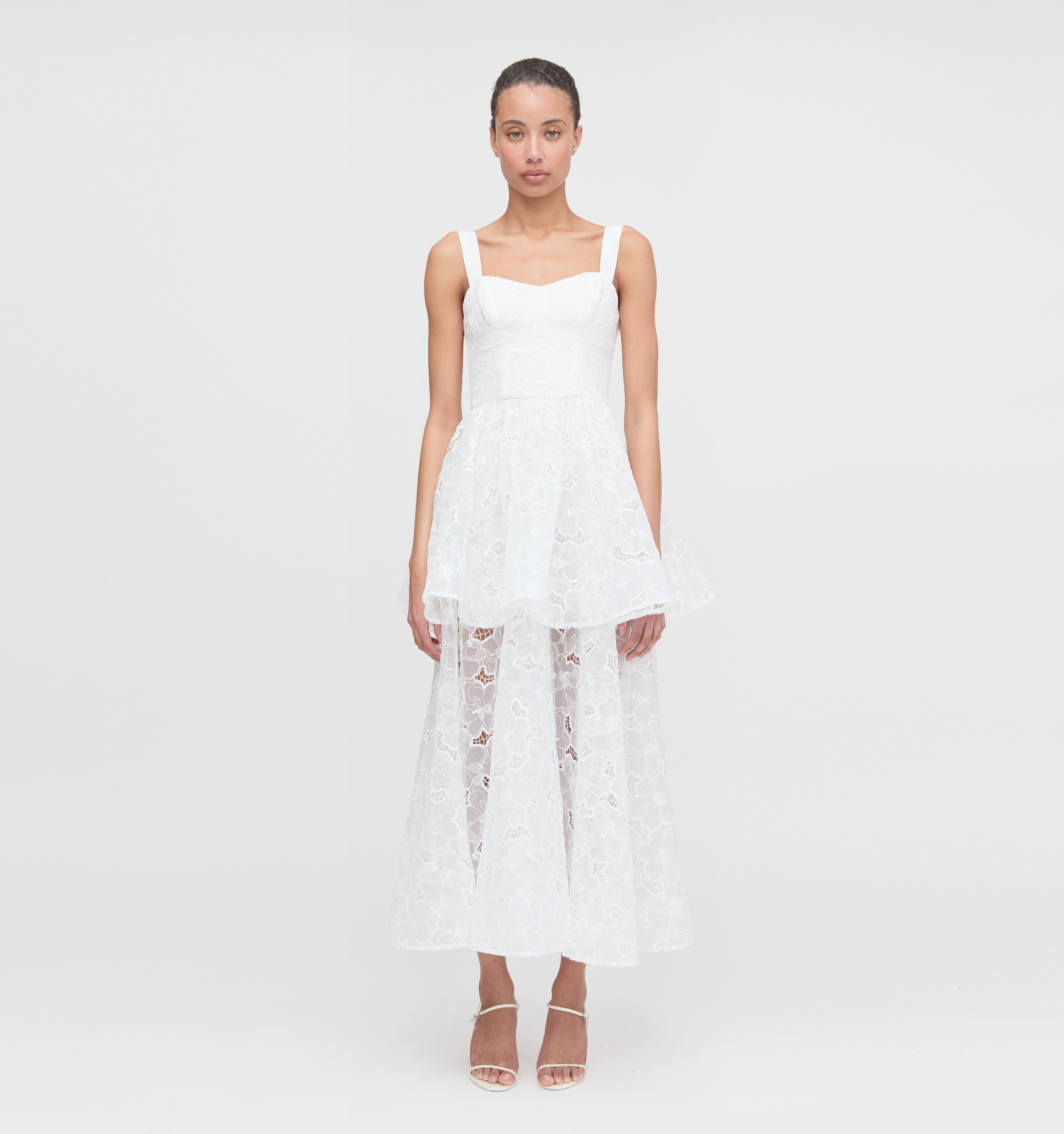 The Isabelle Dress - White Floral Organza – Hill House Home