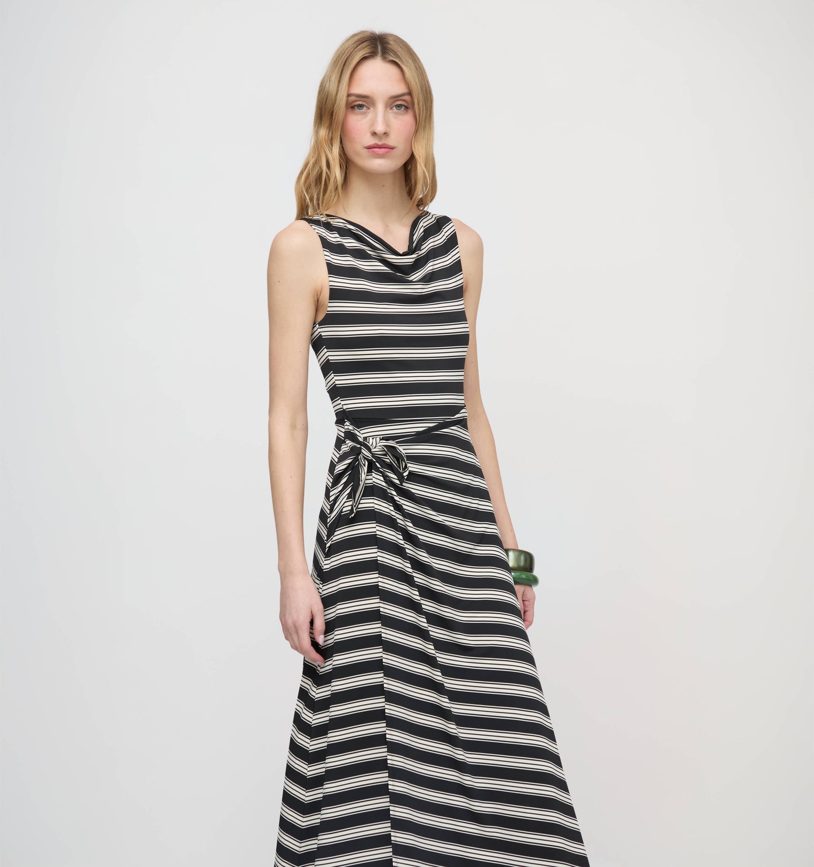 The Jayne Dress - Black/Ivory Stripe