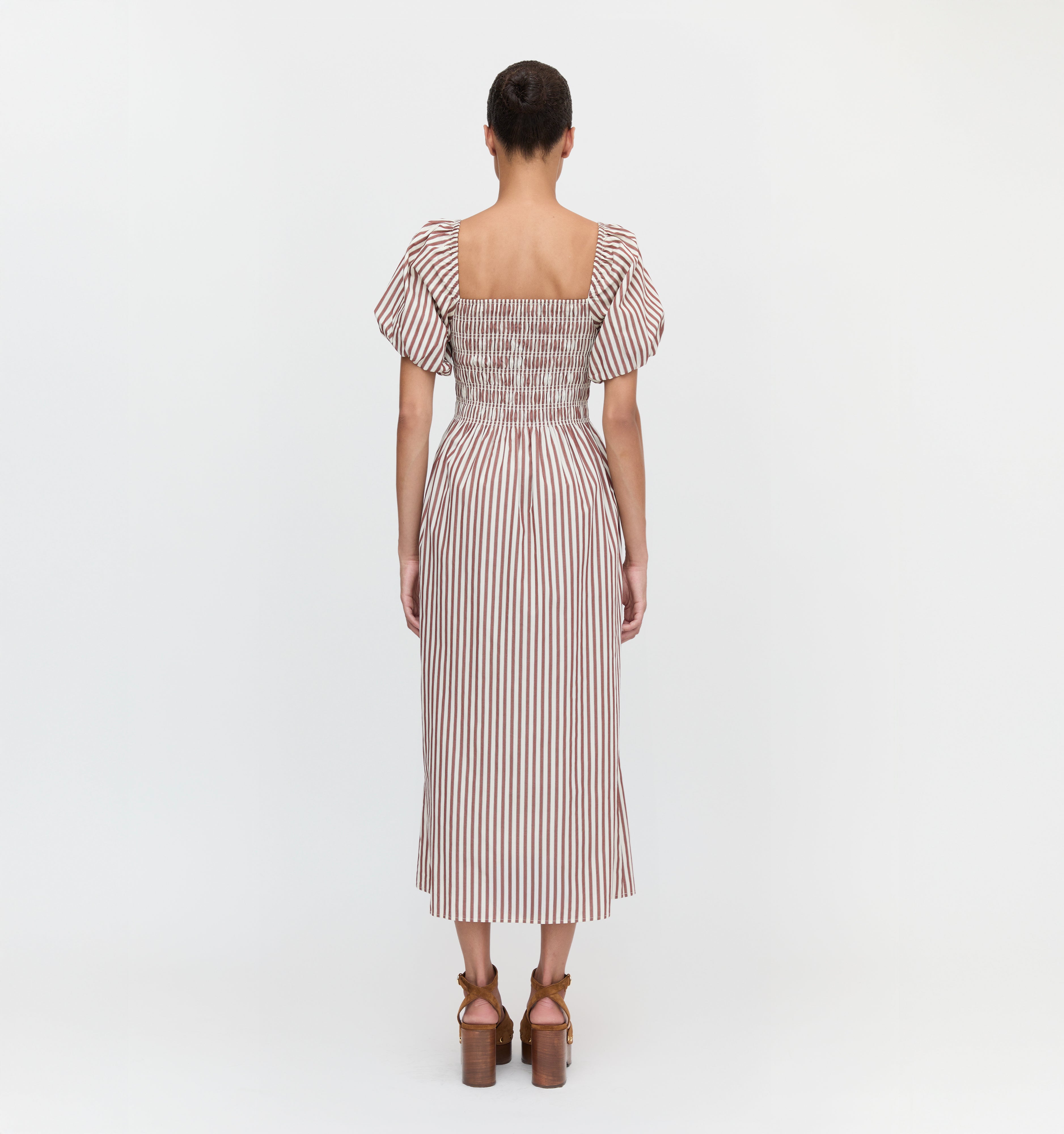 The Julia Dress in Rust Stripe color: Rust Stripe