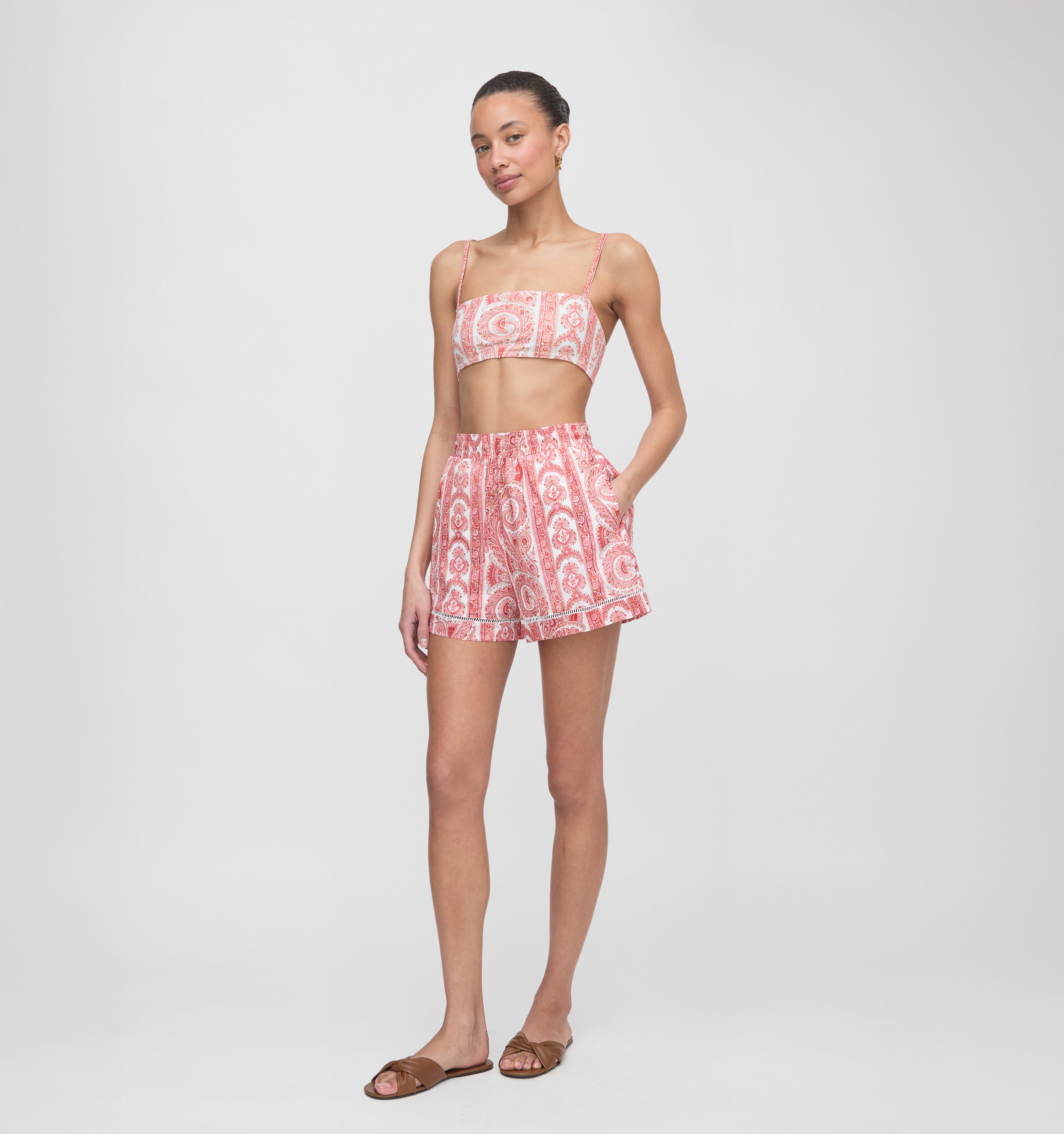 ボトムス house on the hill Short Pants 80size The Audrey Short - Coral Corsica Paisley – Hill House Home