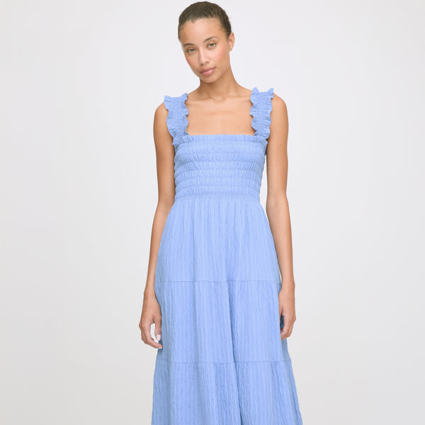 The Kimmy Nap Dress - Bluebird Tonal Seersucker – Hill House Home