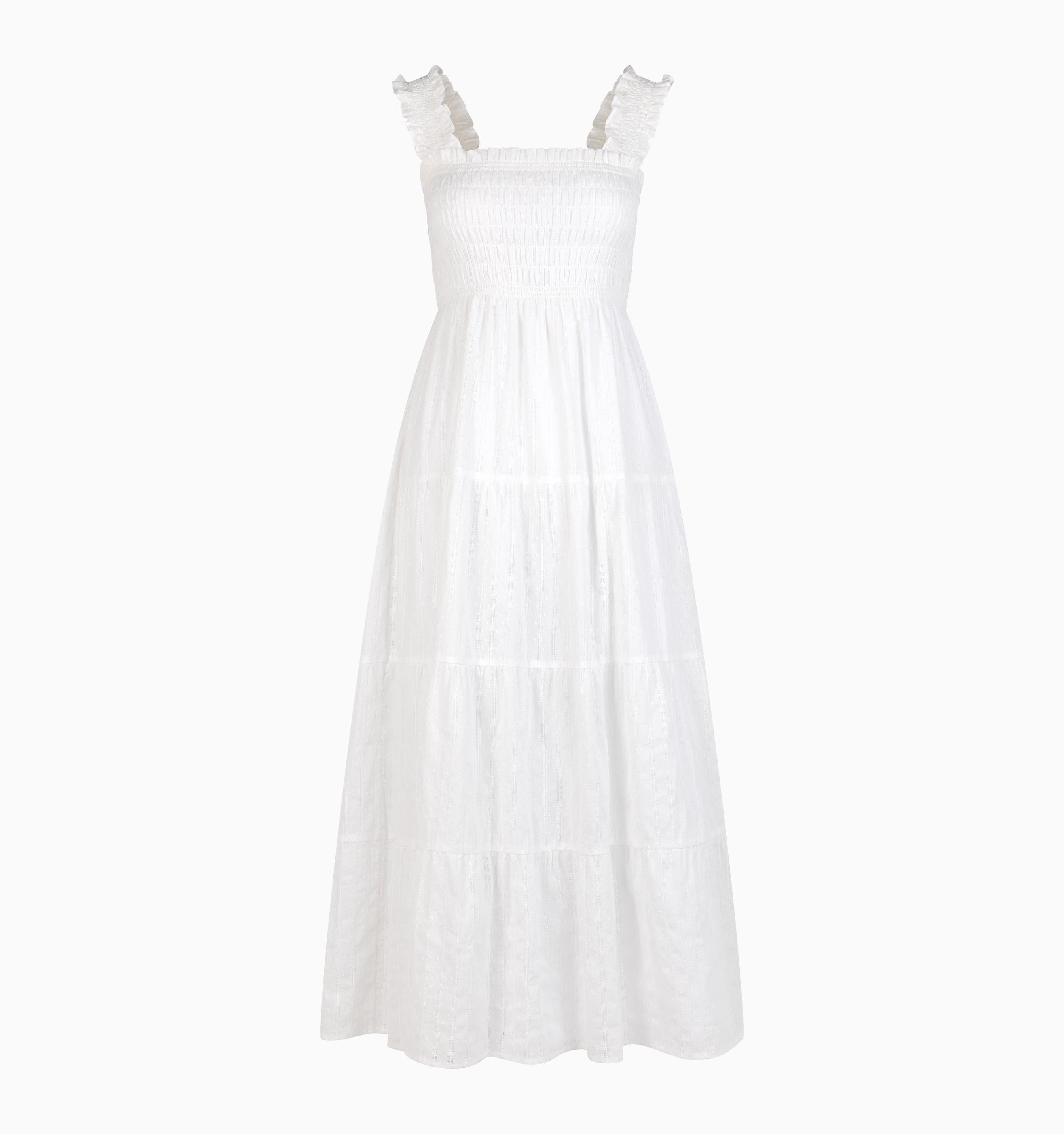 The Kimmy Nap Dress - White Linear Swiss Dot