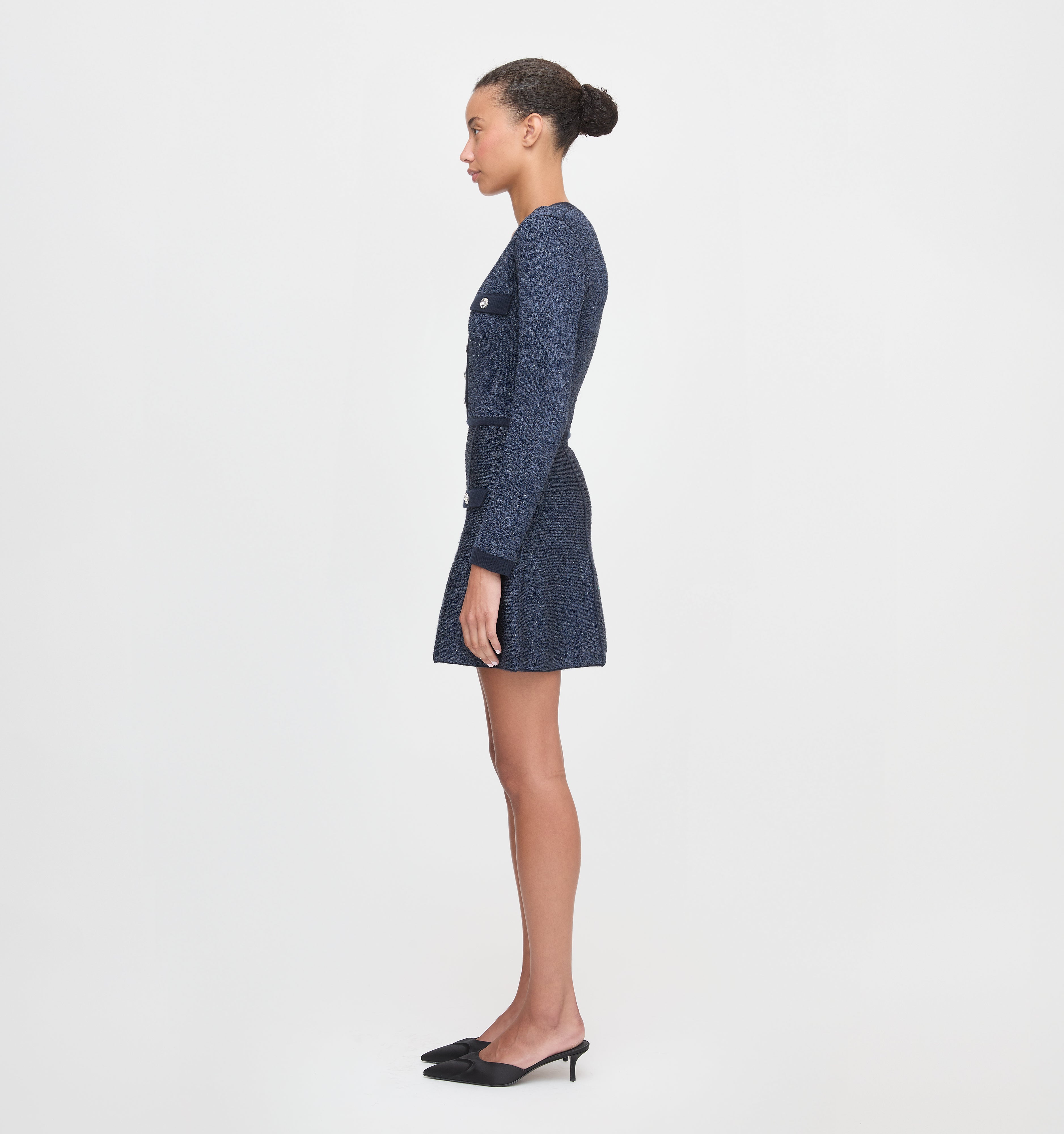 The Lana Dress in Navy Sequin color: Navy Sequin