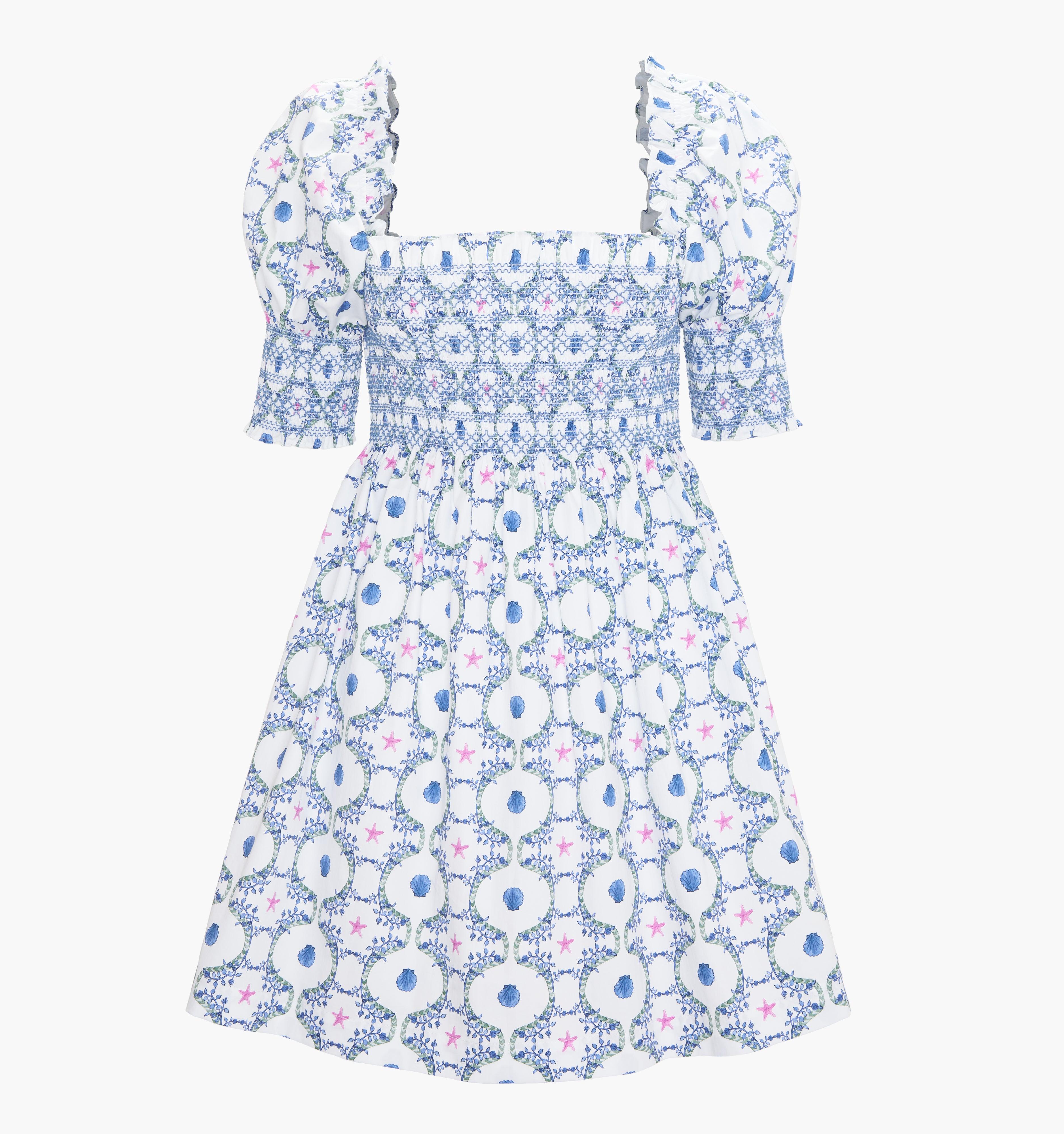 The Lila Nap Dress - White Cisco Trellis