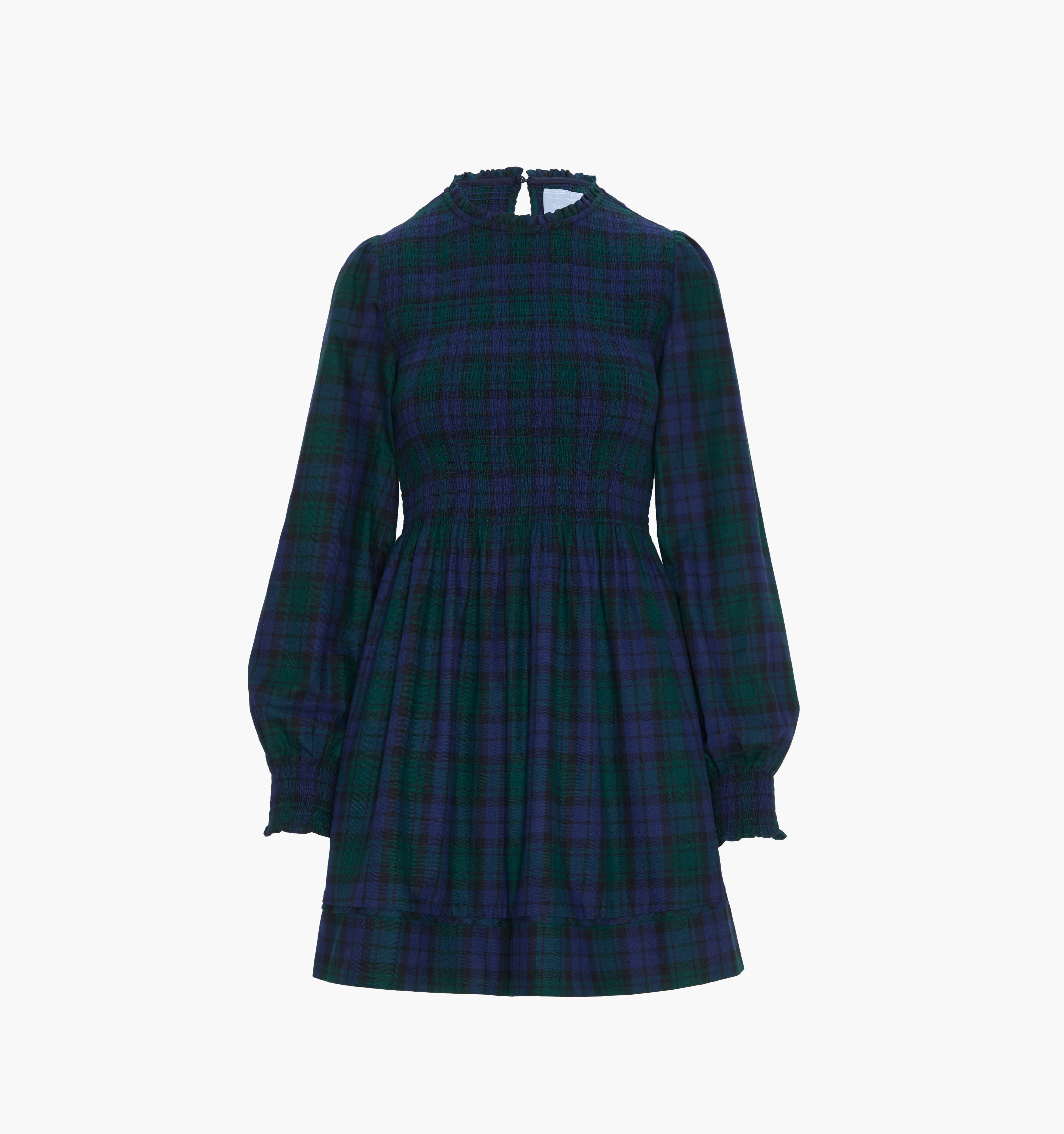 The Lilia Mini Nap Dress in Blackwatch Tartan color: Blackwatch Tartan