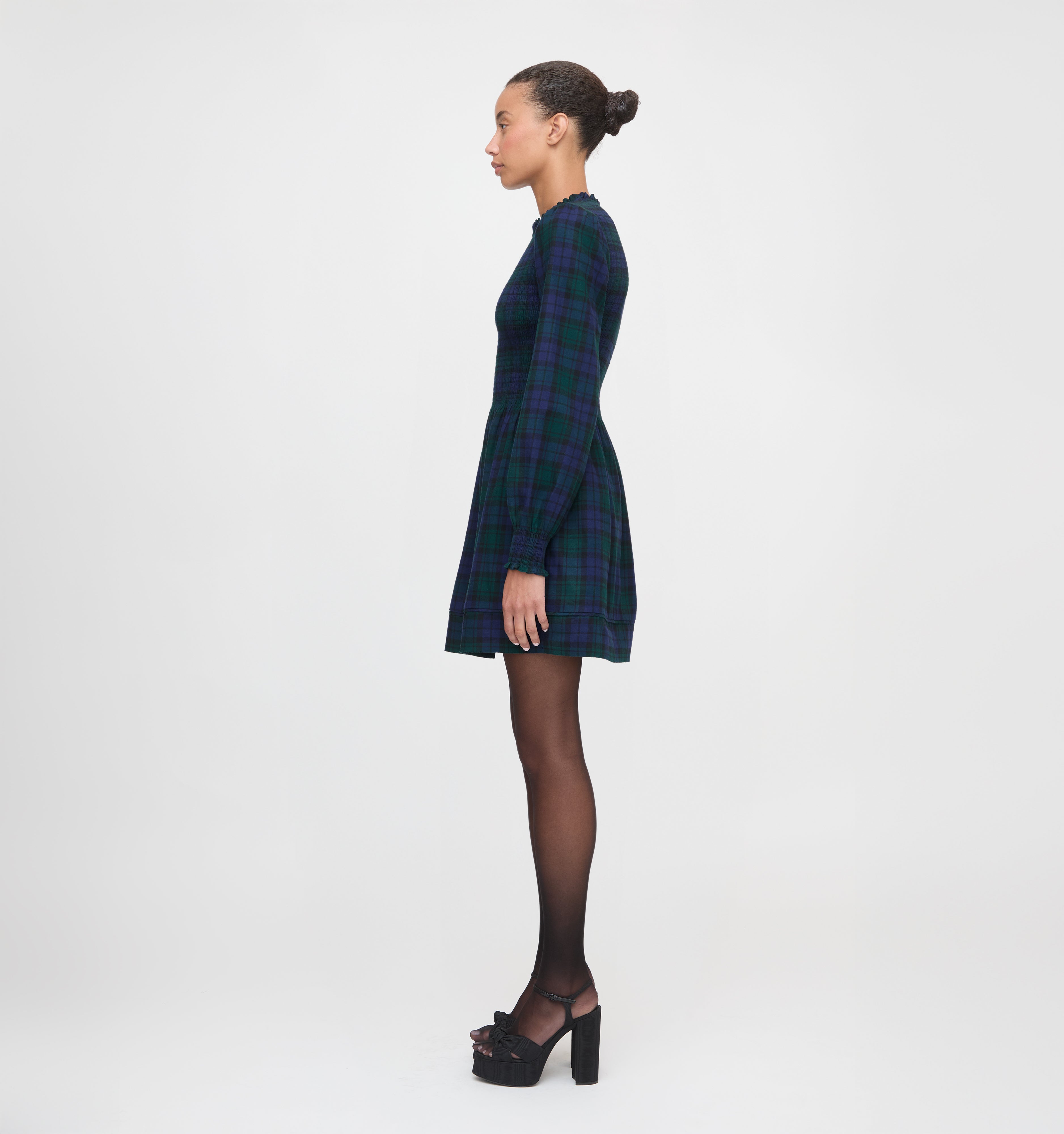 The Lilia Mini Nap Dress in Blackwatch Tartan color: Blackwatch Tartan
