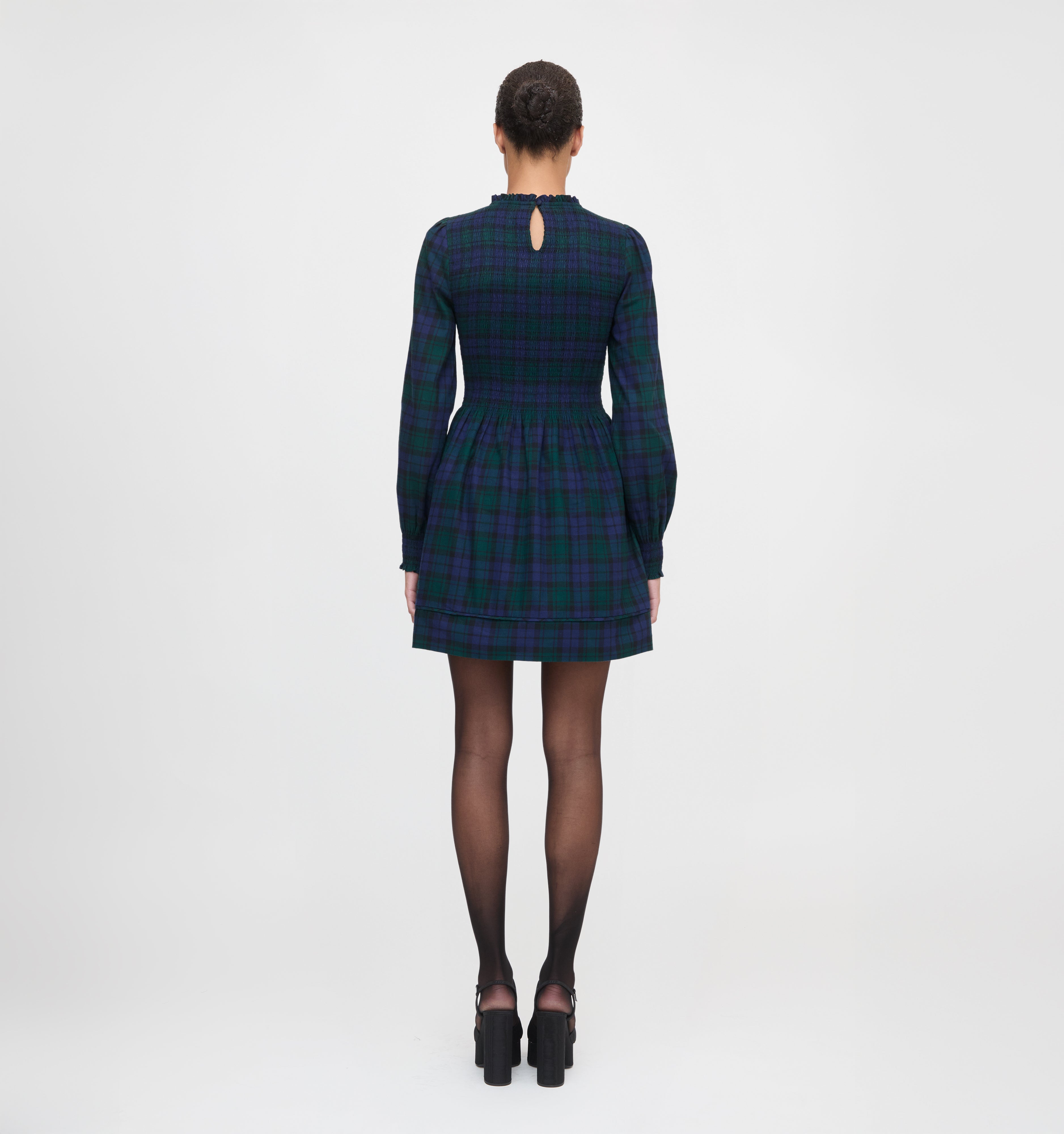 The Lilia Mini Nap Dress in Blackwatch Tartan color: Blackwatch Tartan