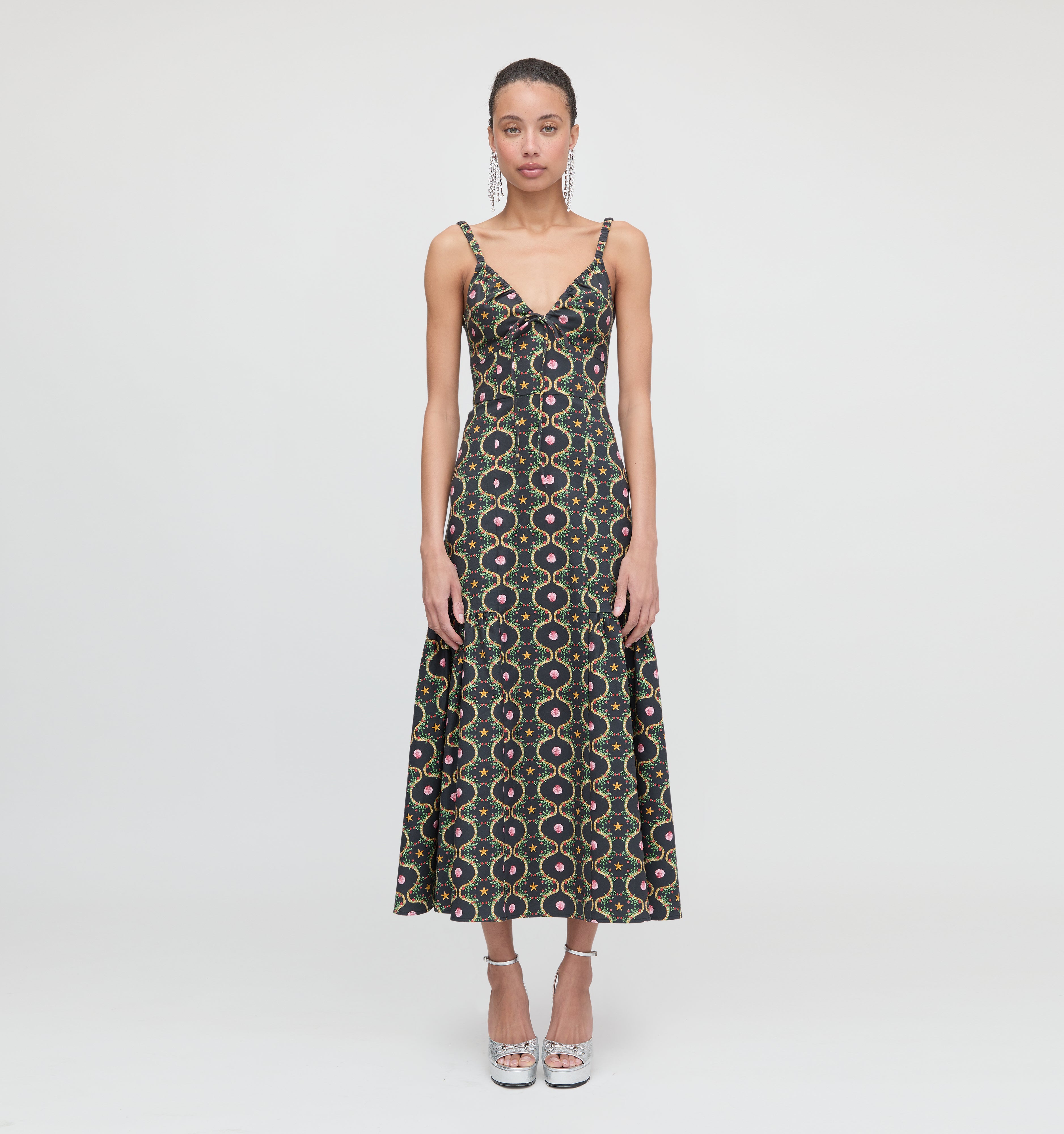 The Lillie Dress - Black Cisco Trellis