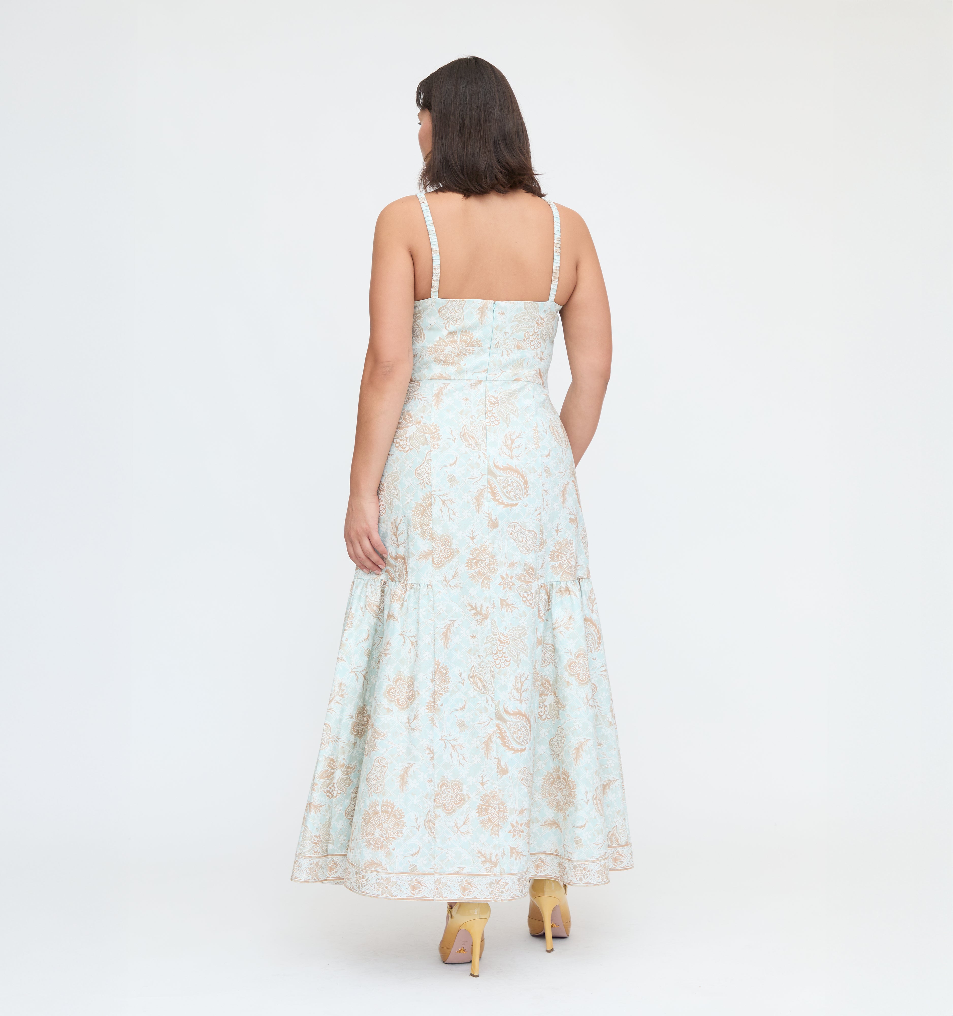The Lillie Dress - Aqua Calico Trellis