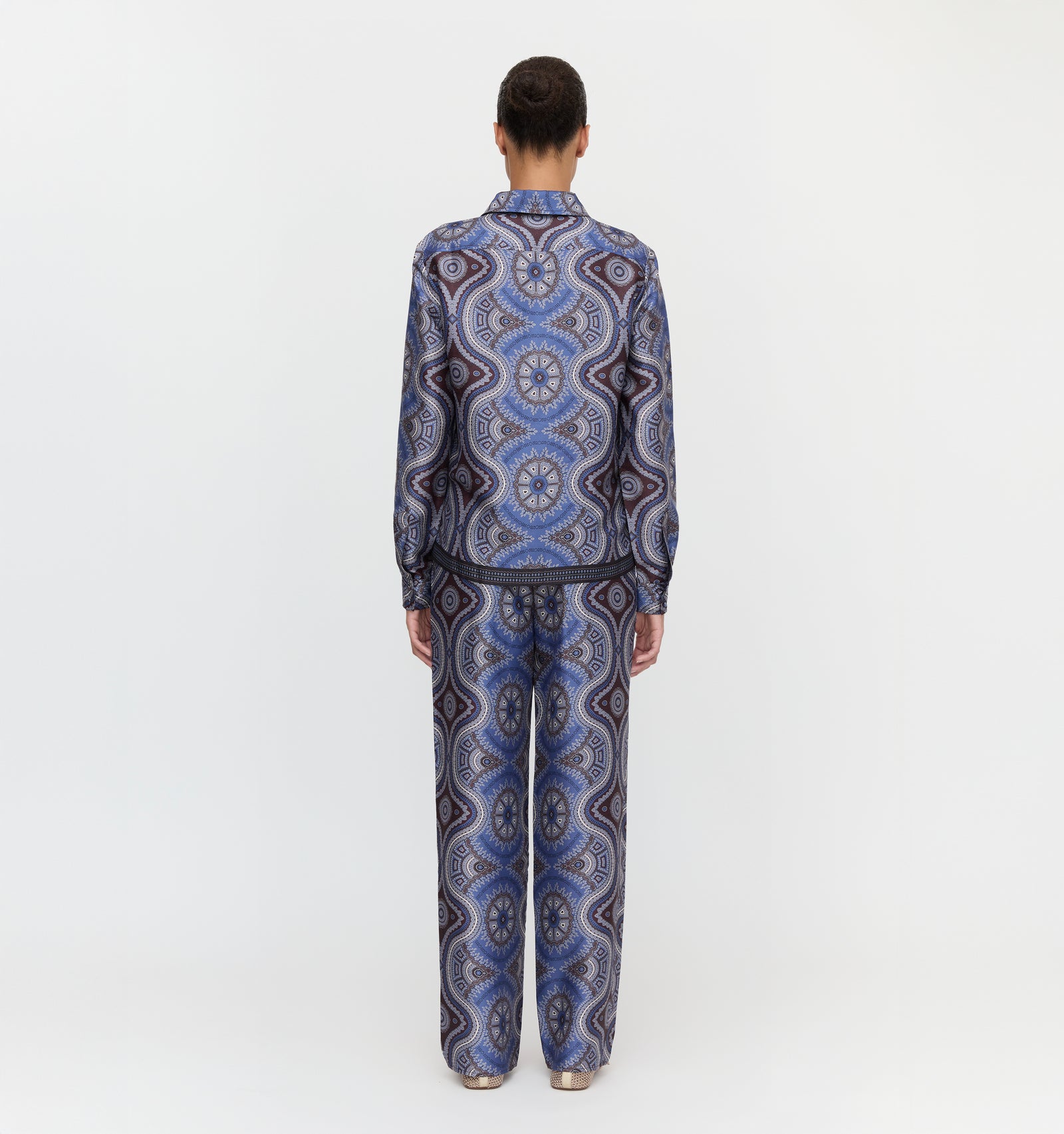 The Taylor Pant in Brown Cobalt Medallion color: Brown Cobalt Medallion 