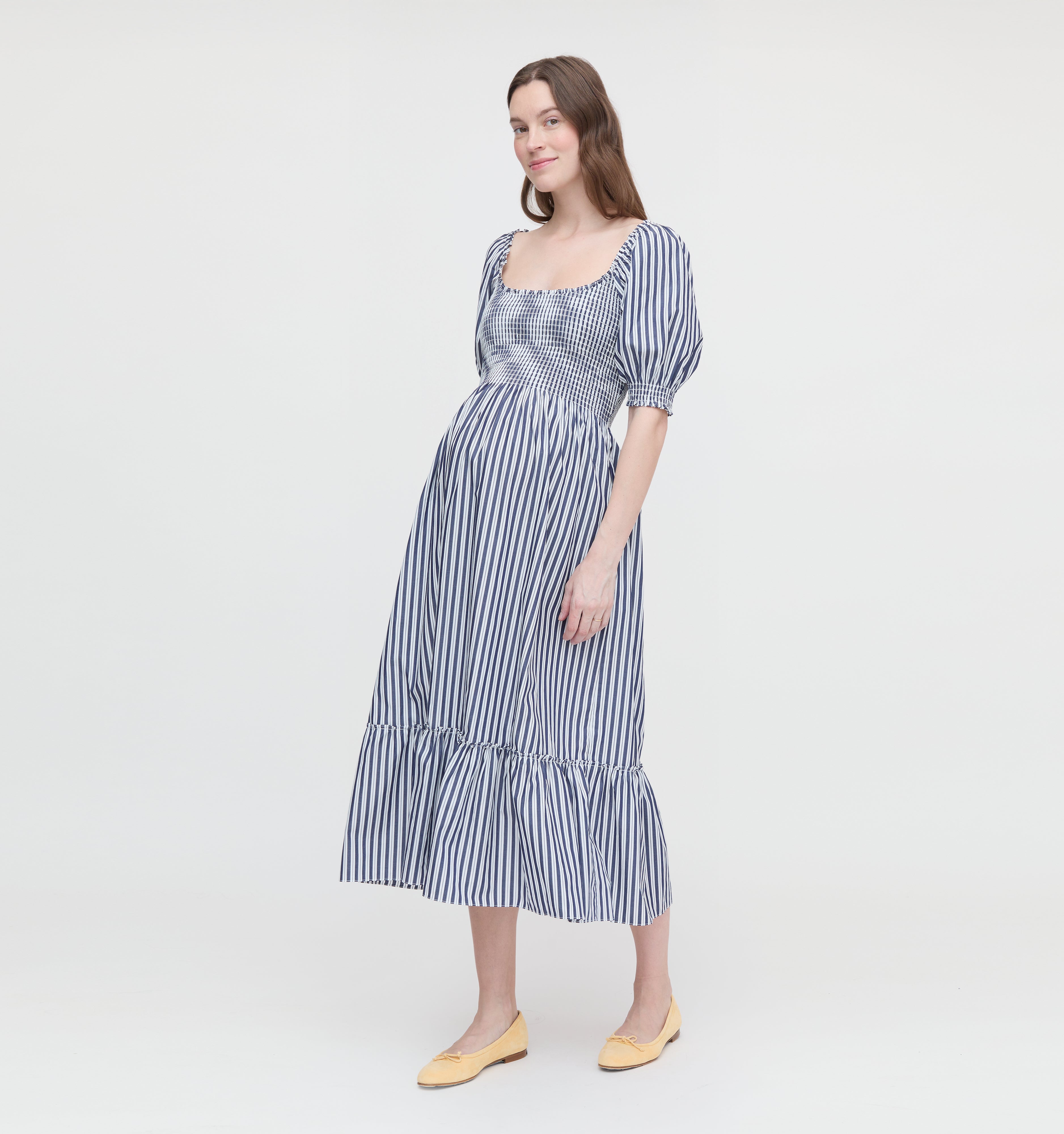 The Maternity Louisa Nap Dress - Navy Stripe