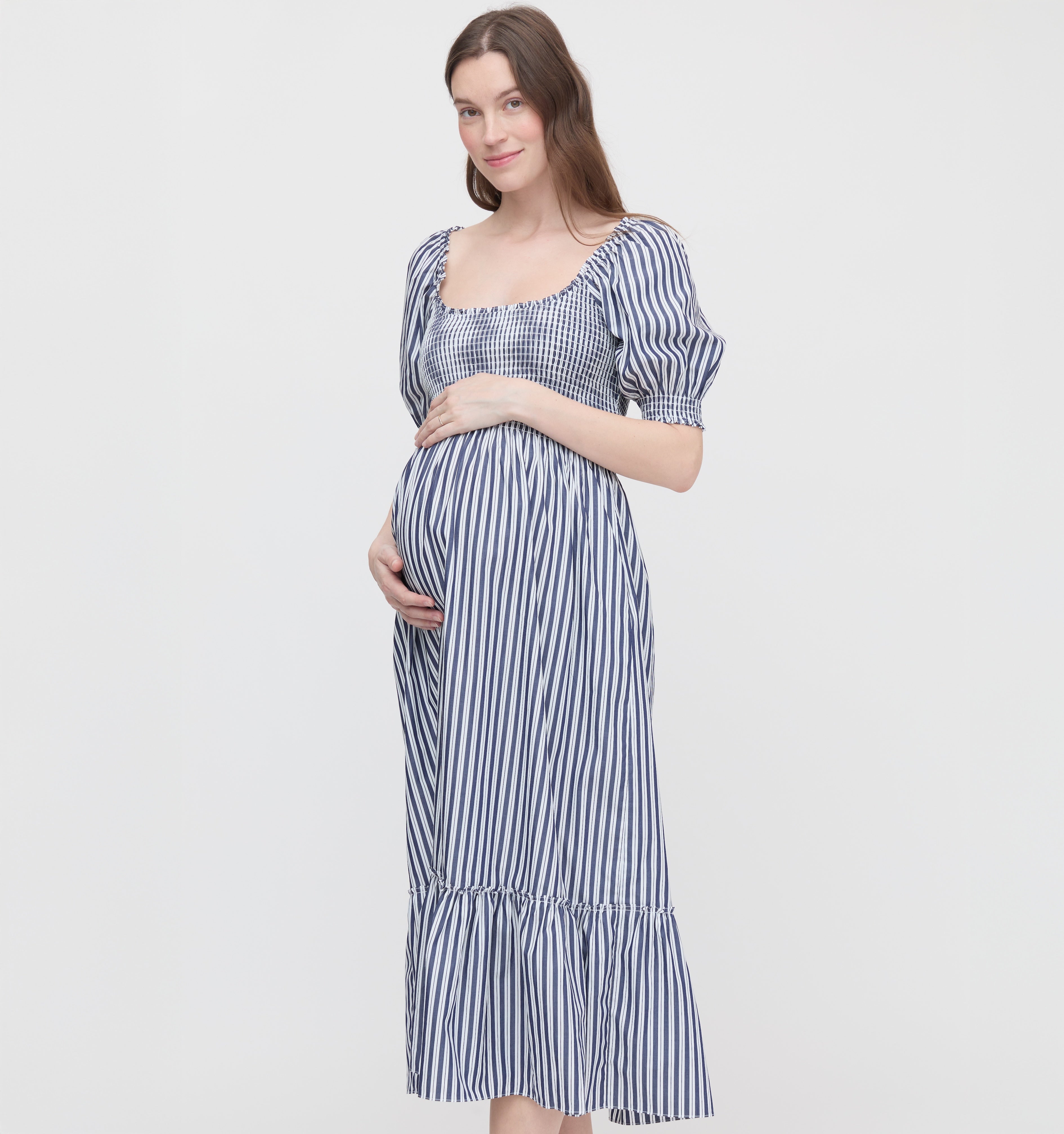 The Maternity Louisa Nap Dress - Navy Stripe
