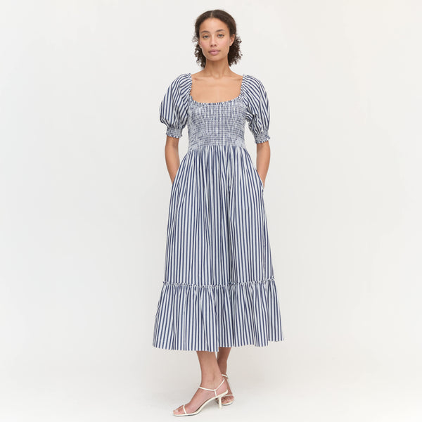 TheLouisaNapDressNavyStripeCot