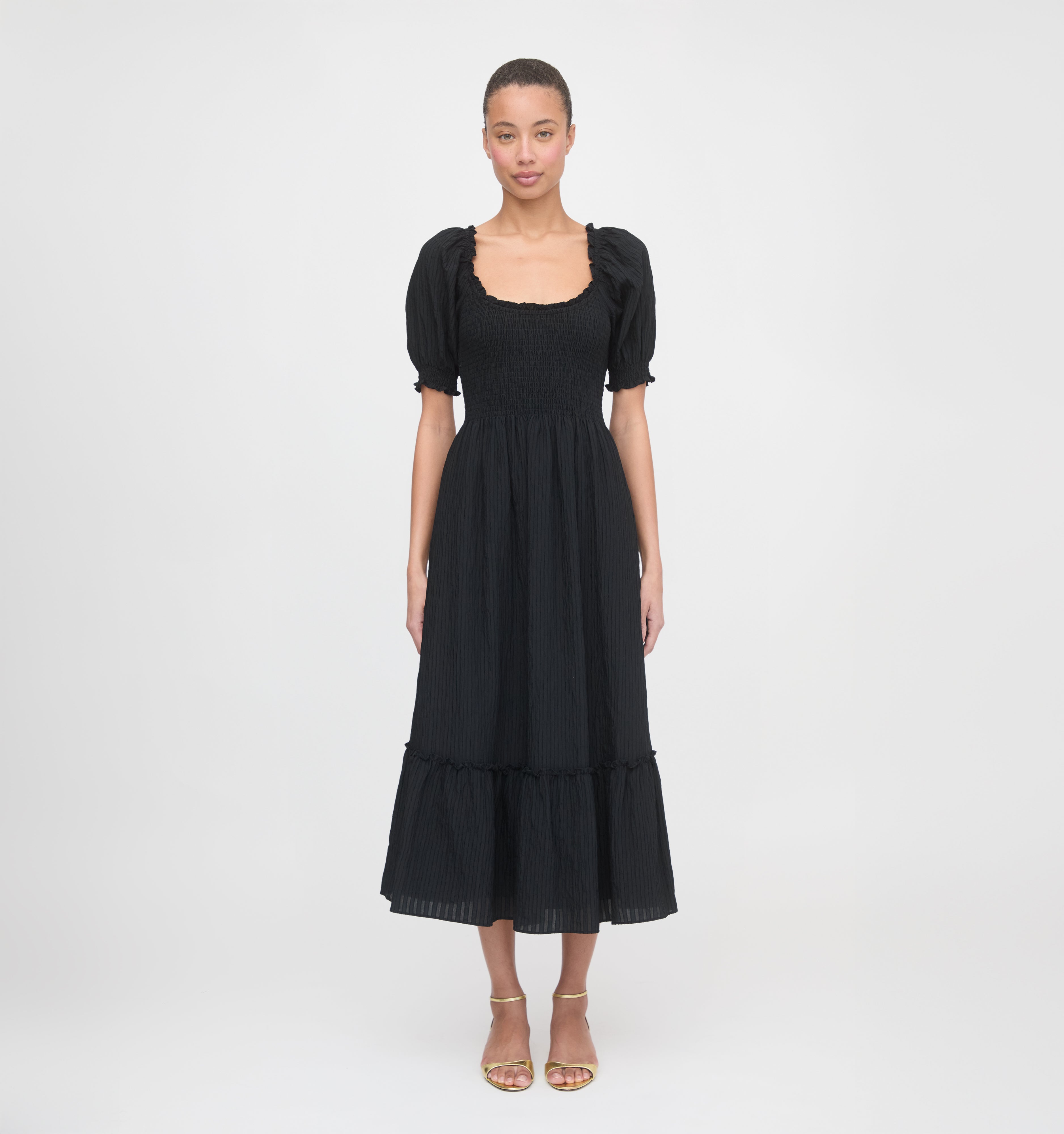 The Louisa Nap Dress - Black Tonal Seersucker