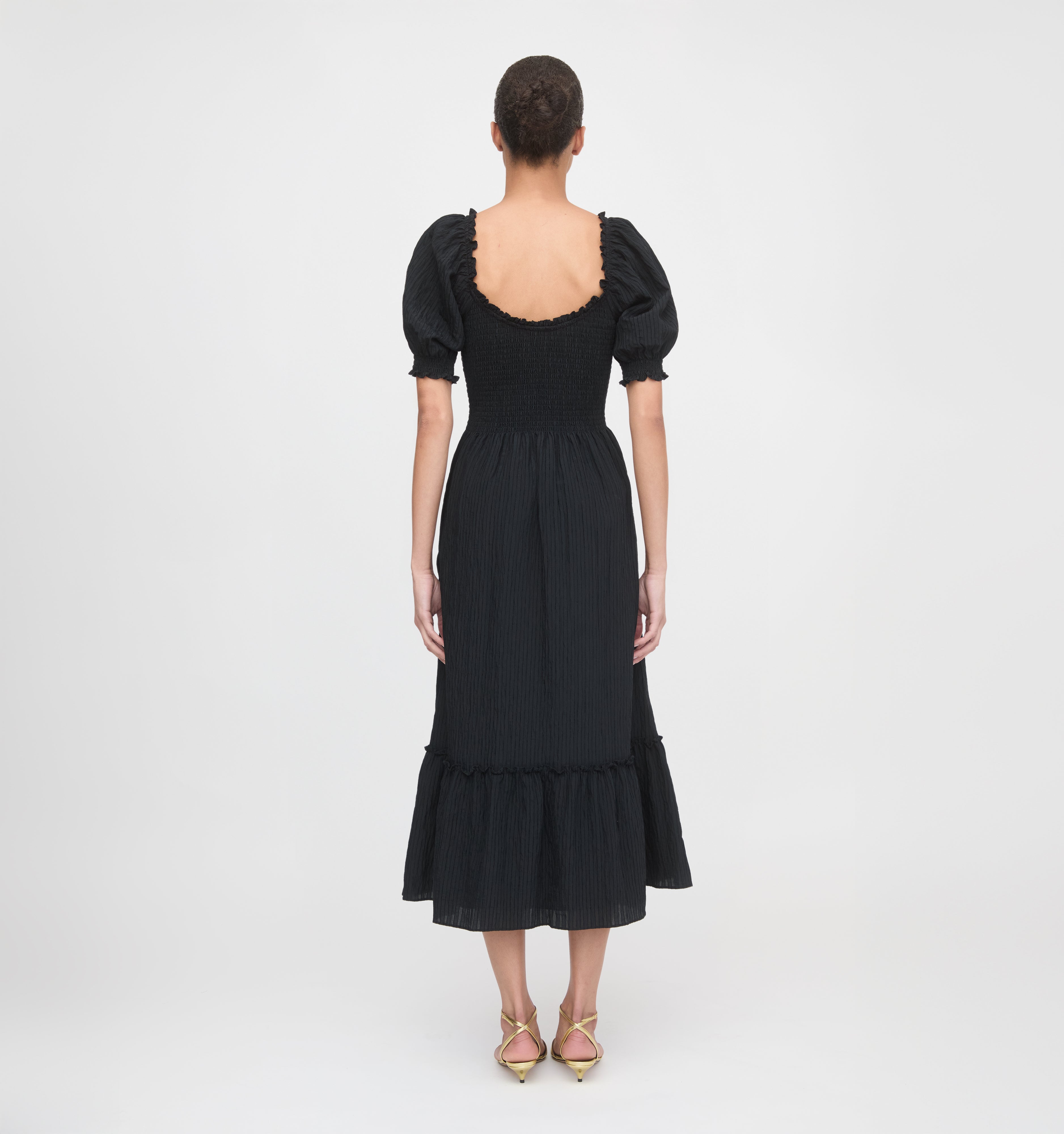The Louisa Nap Dress - Black Tonal Seersucker