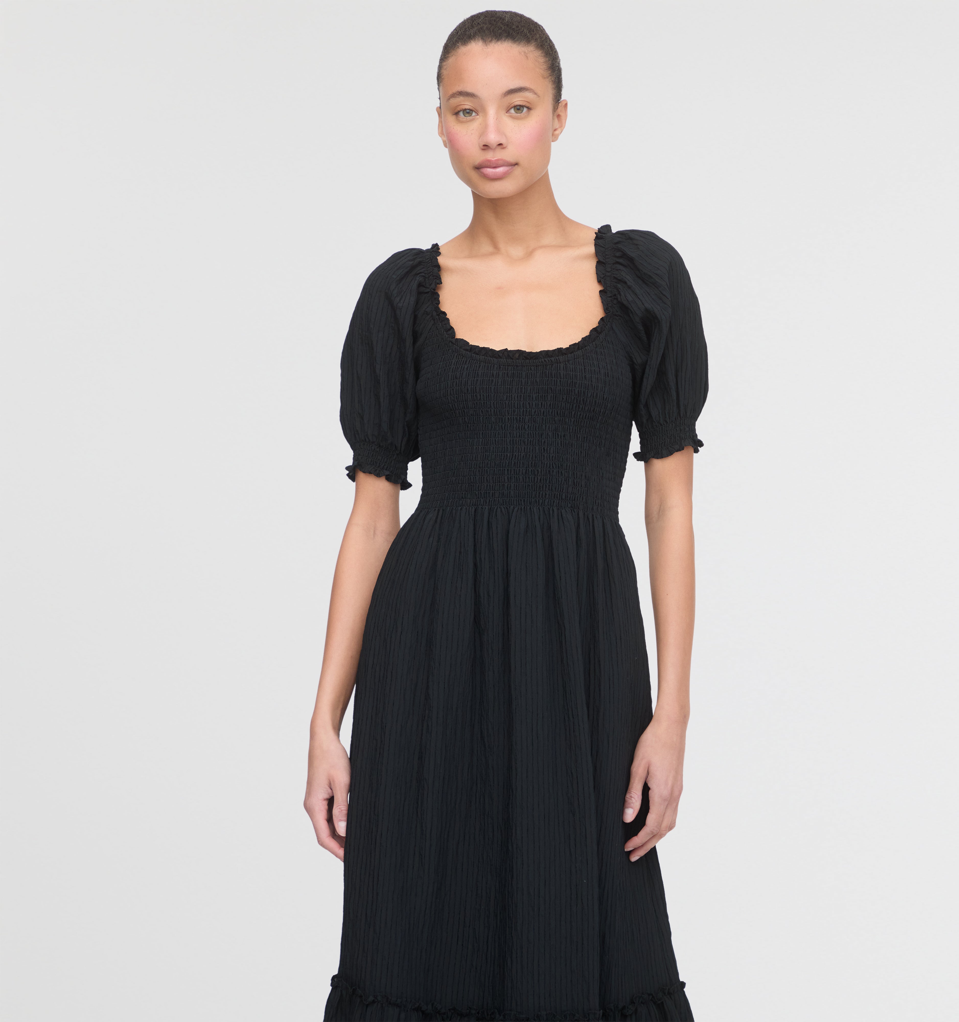 The Louisa Nap Dress - Black Tonal Seersucker – Hill House Home
