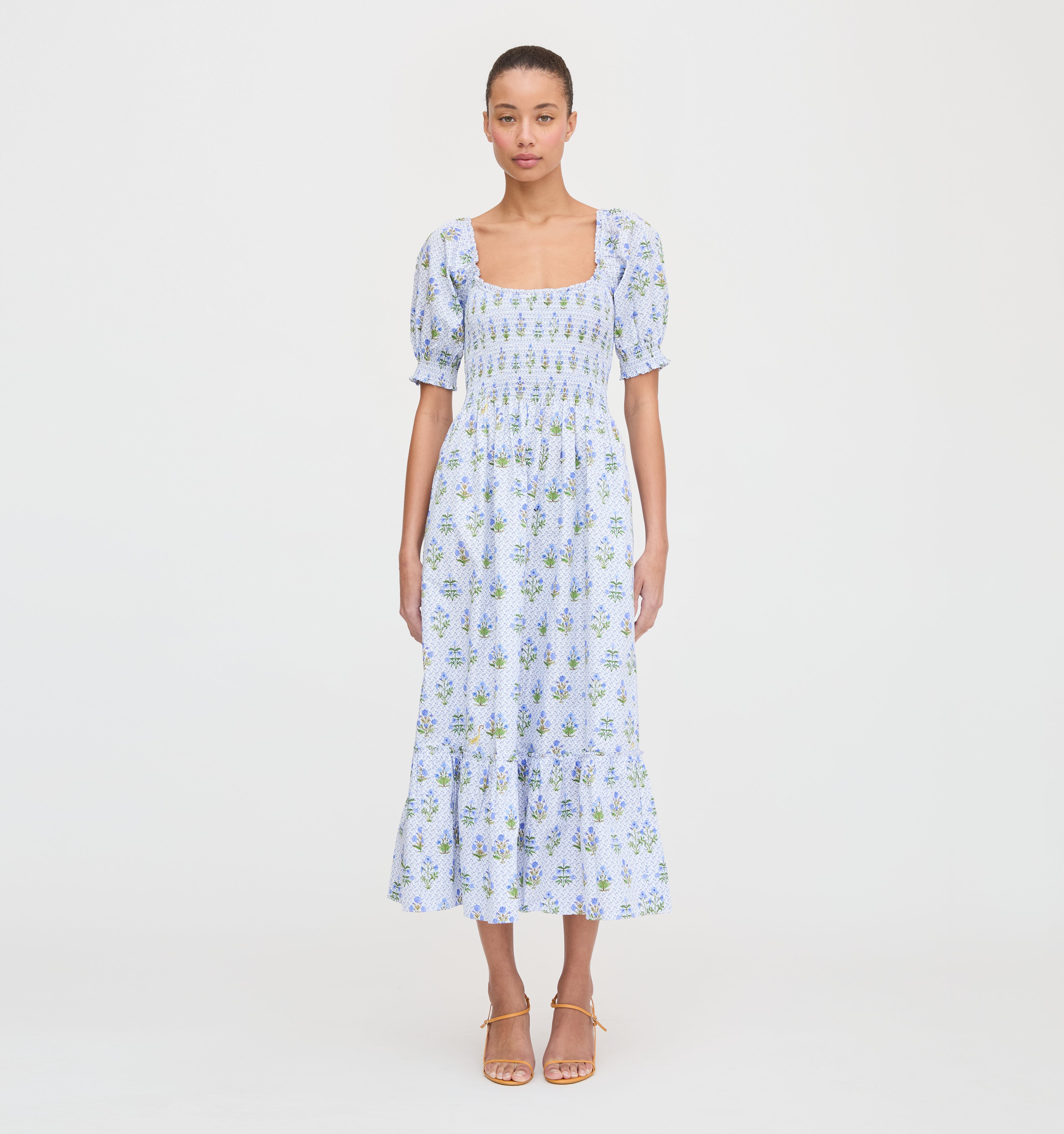 The Louisa Nap Dress - Blue Block Print