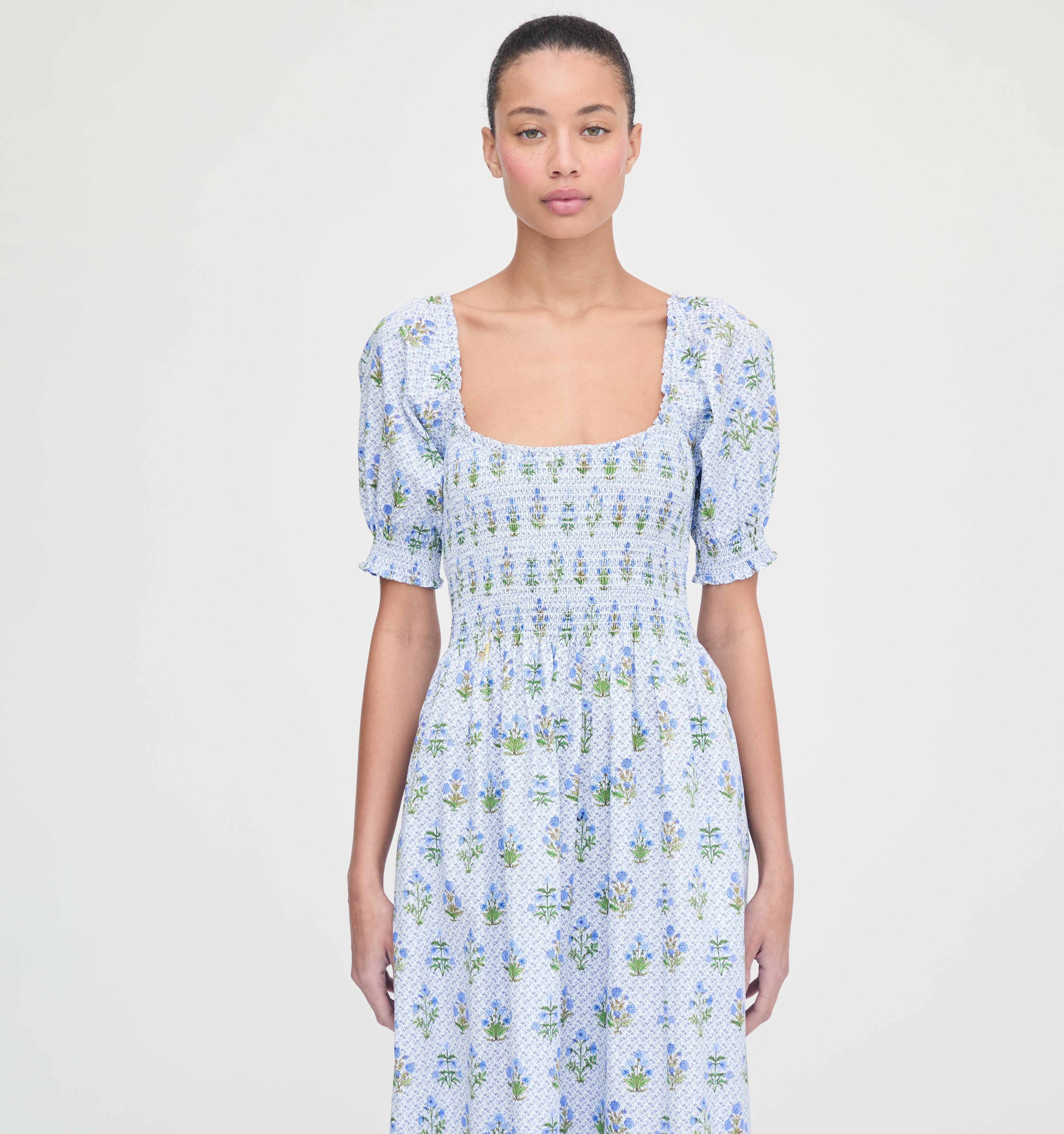 The Louisa Nap Dress - Blue Block Print