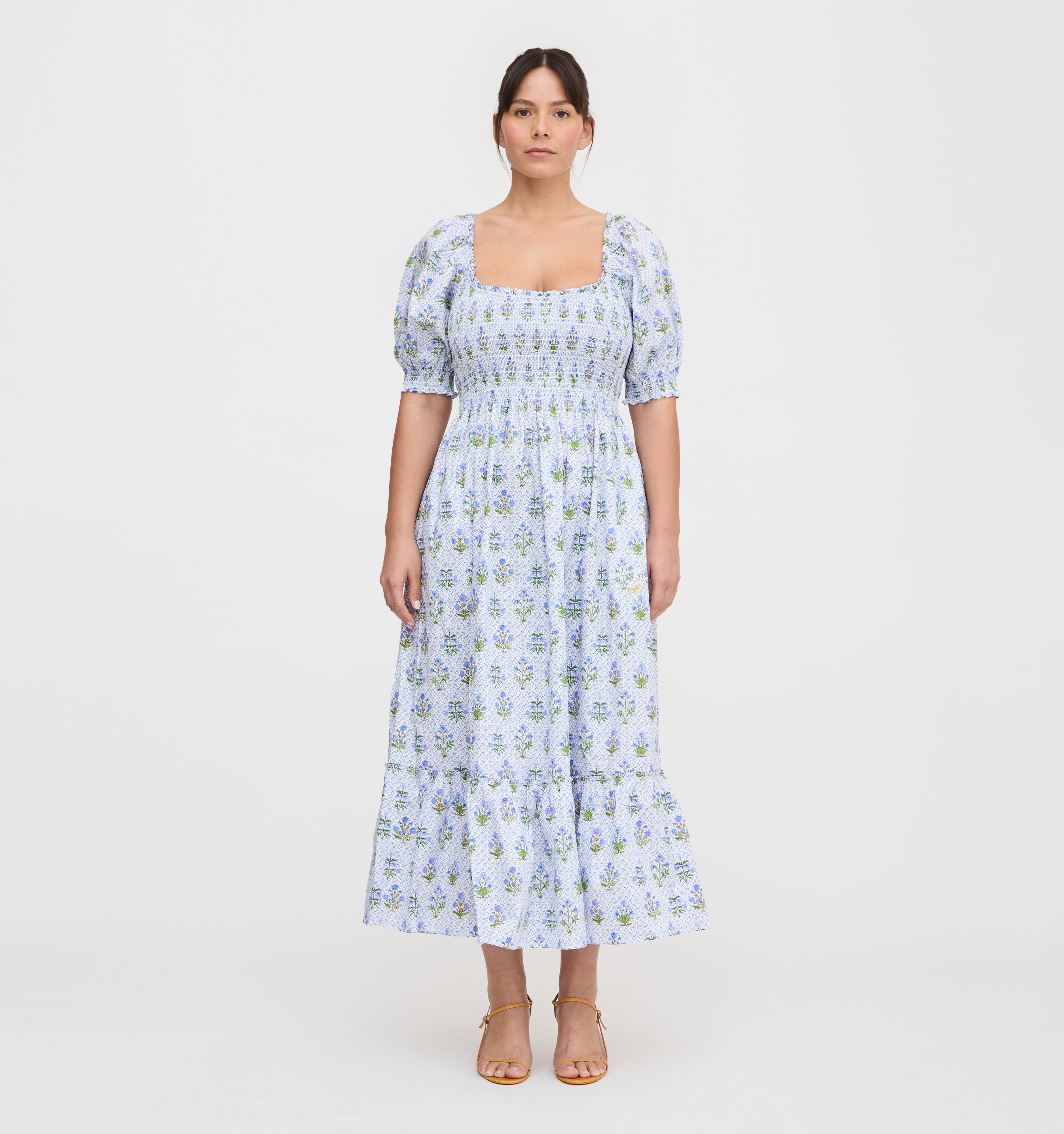 The Louisa Nap Dress - Blue Block Print