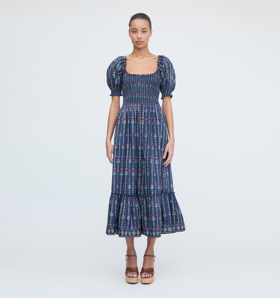 The Louisa Nap Dress - Navy Trailing Fern – Hill House Home