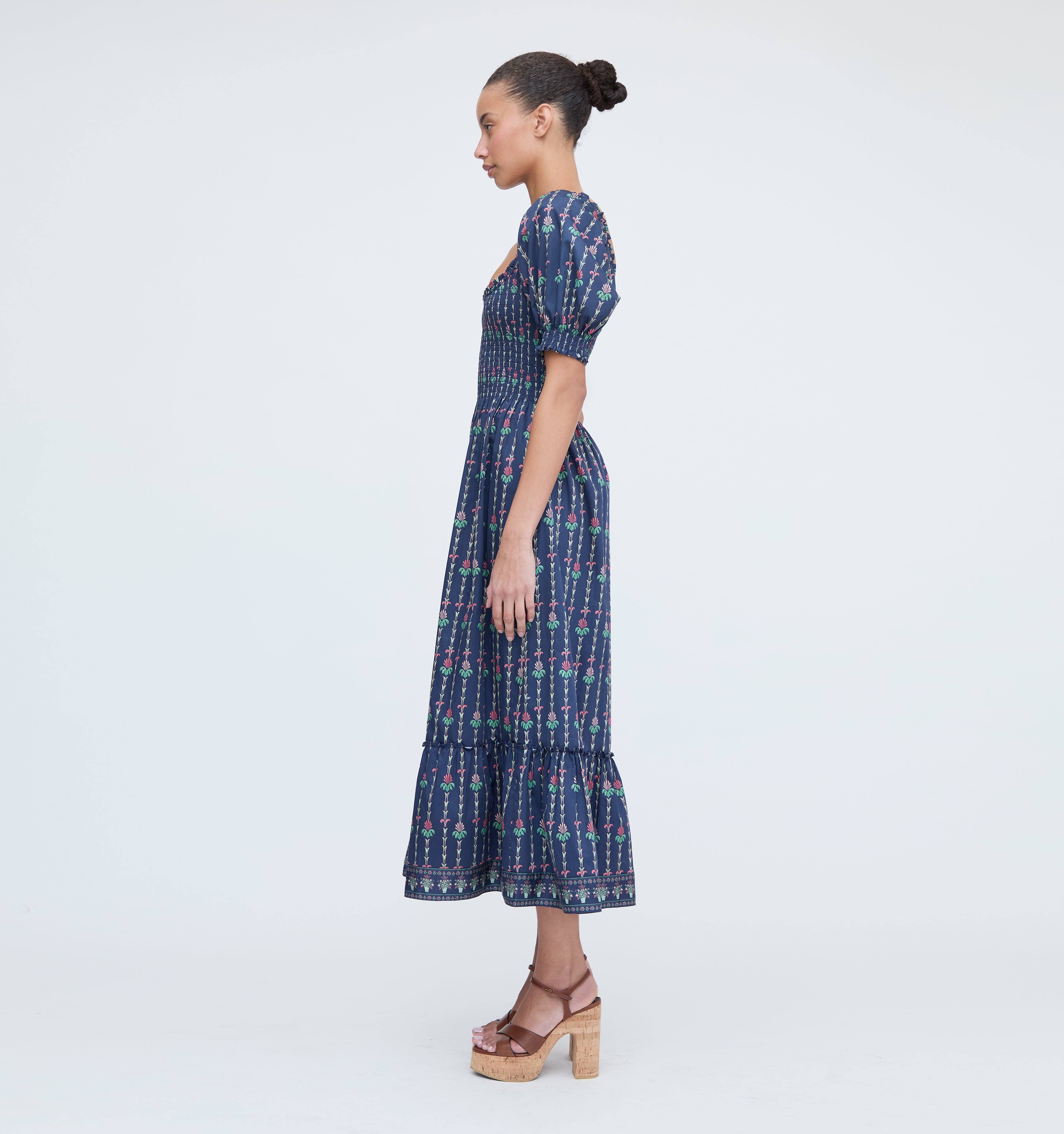 The Louisa Nap Dress - Navy Trailing Fern