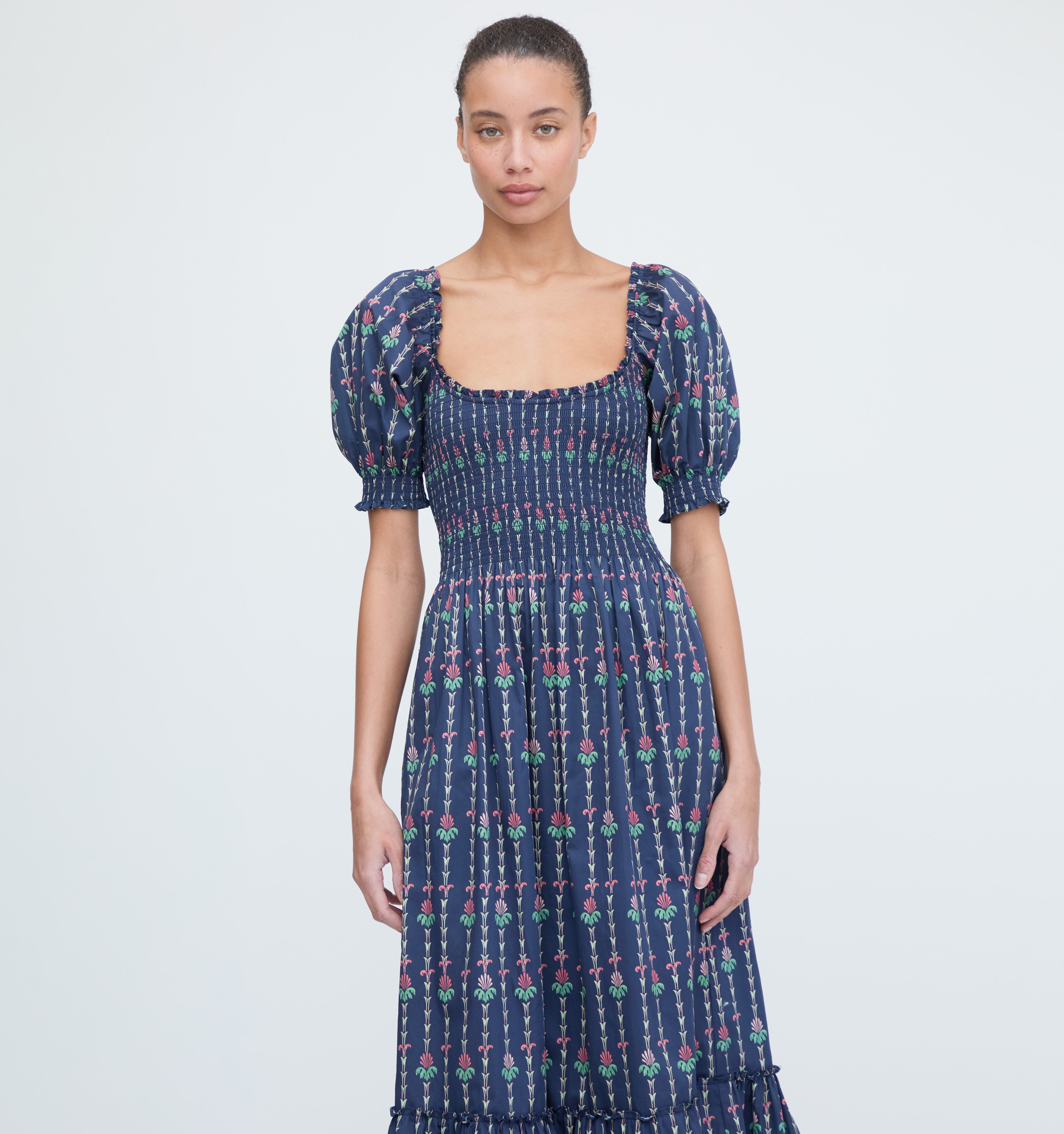 The Louisa Nap Dress - Navy Trailing Fern