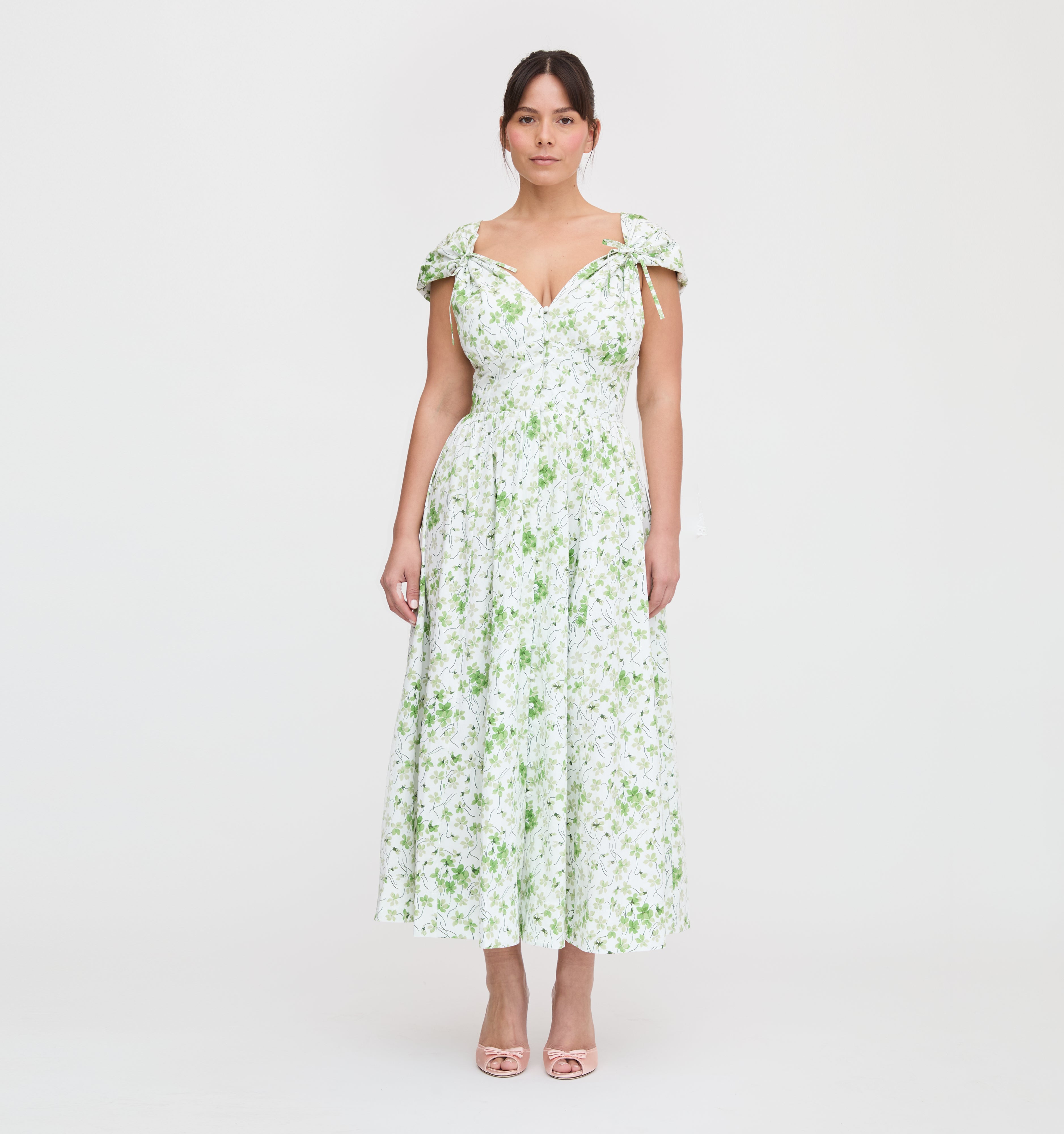The Lucille Dress - Green Sweet Peas
