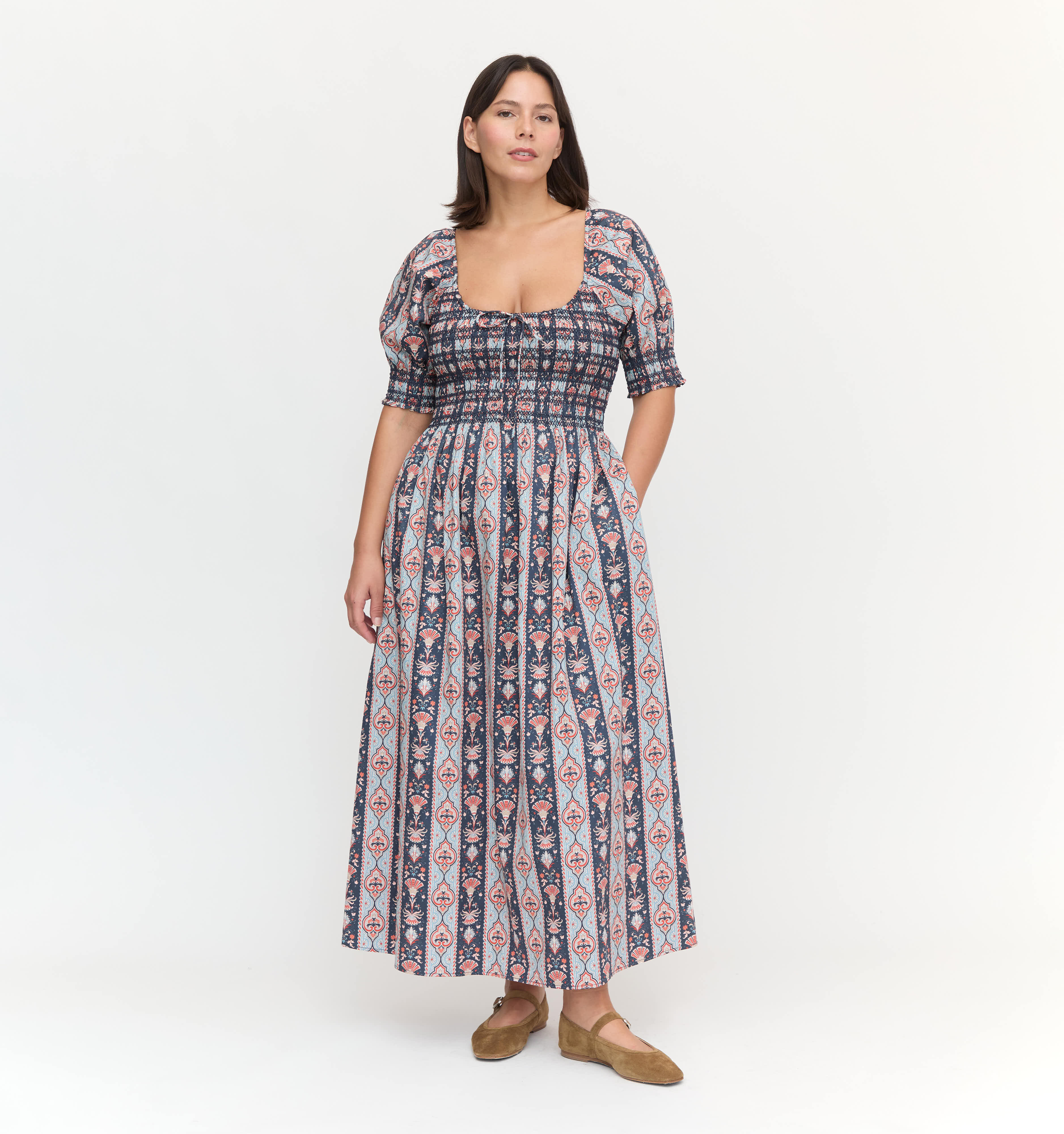 The Madeline Nap Dress - Navy Emma Stripe