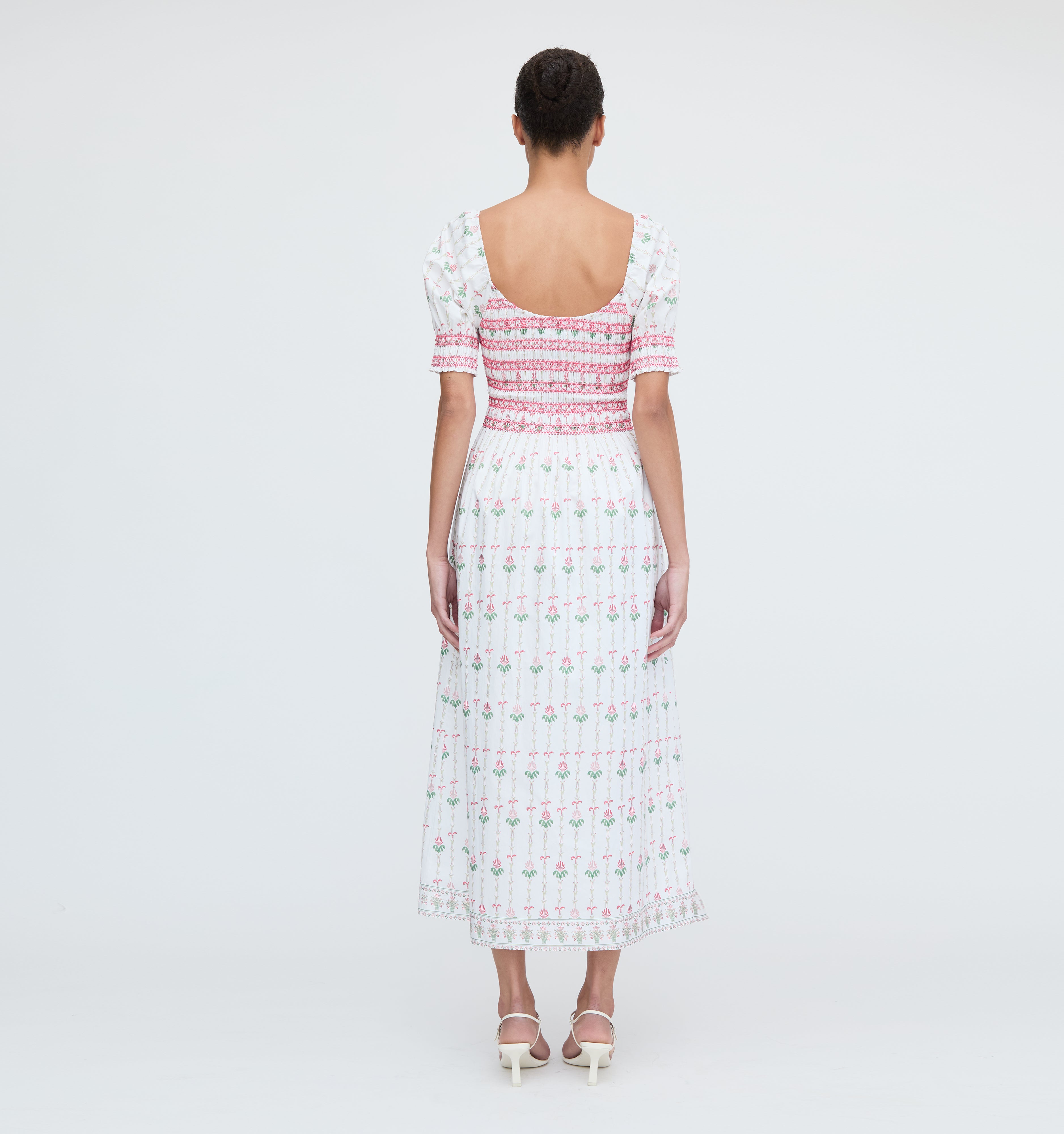 The Madeline Nap Dress - White Trailing Fern