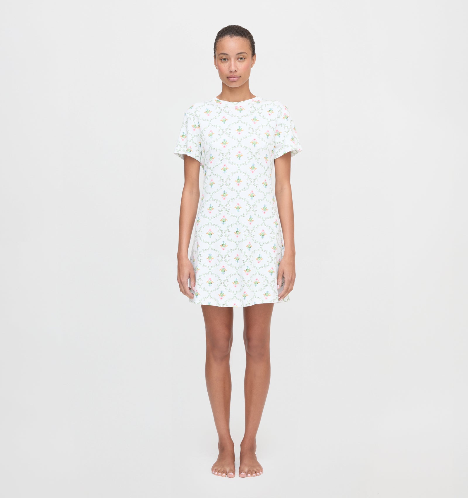 The Maggie Nightgown in Pastel Trellis color: Pastel Trellis