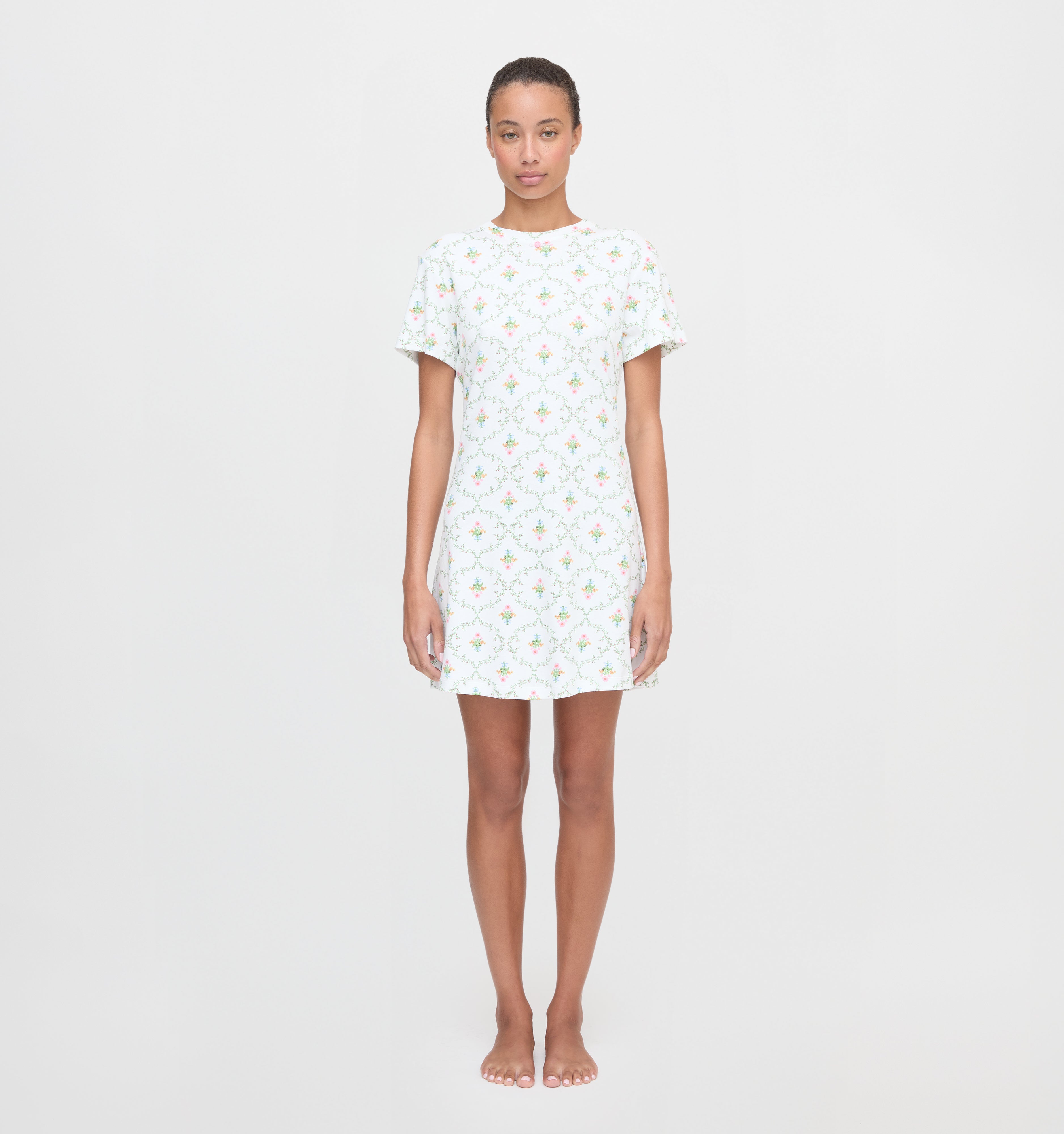 The Maggie Nightgown in Pastel Trellis color: Pastel Trellis