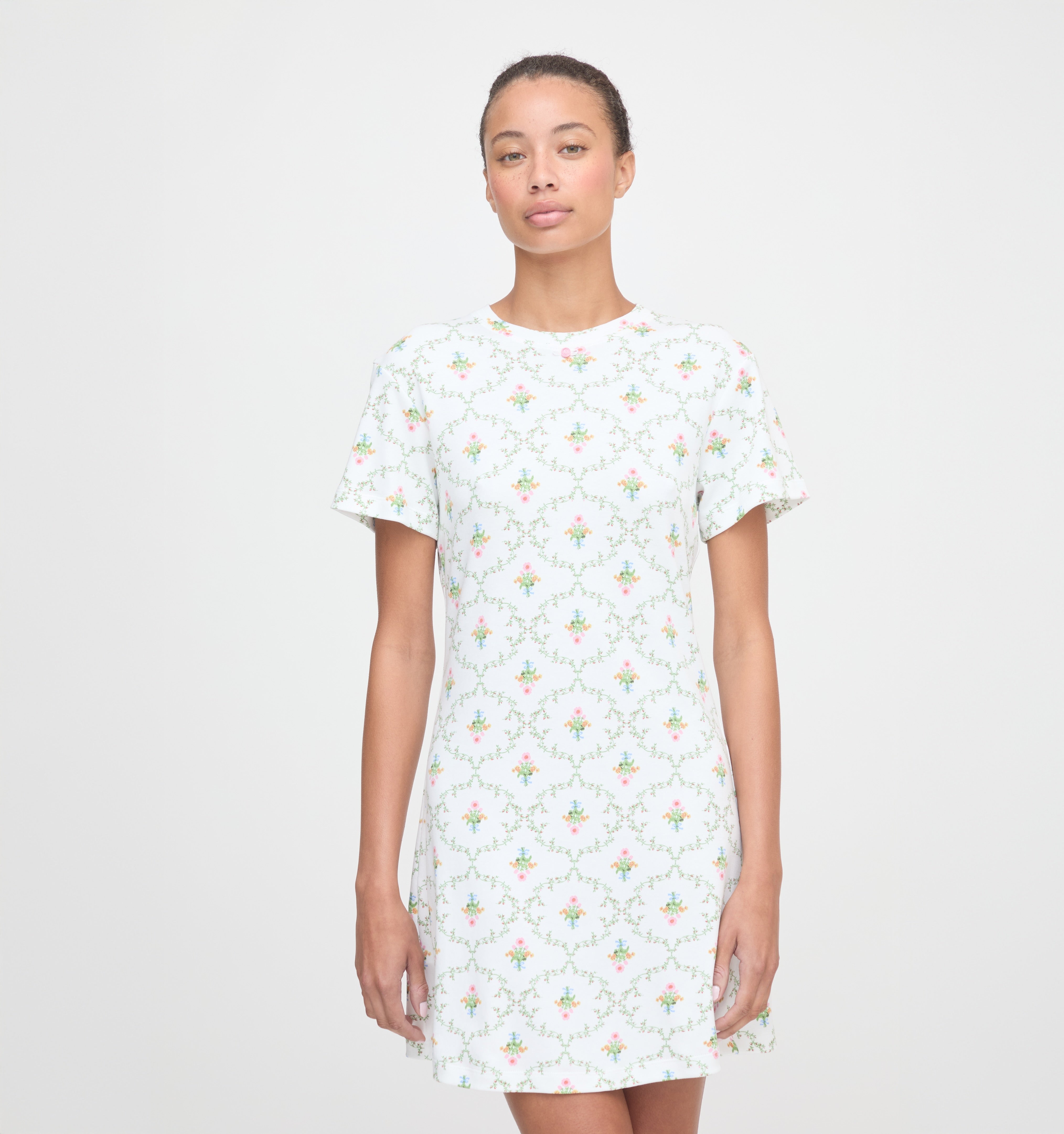 The Maggie Nightgown in Pastel Trellis color: Pastel Trellis