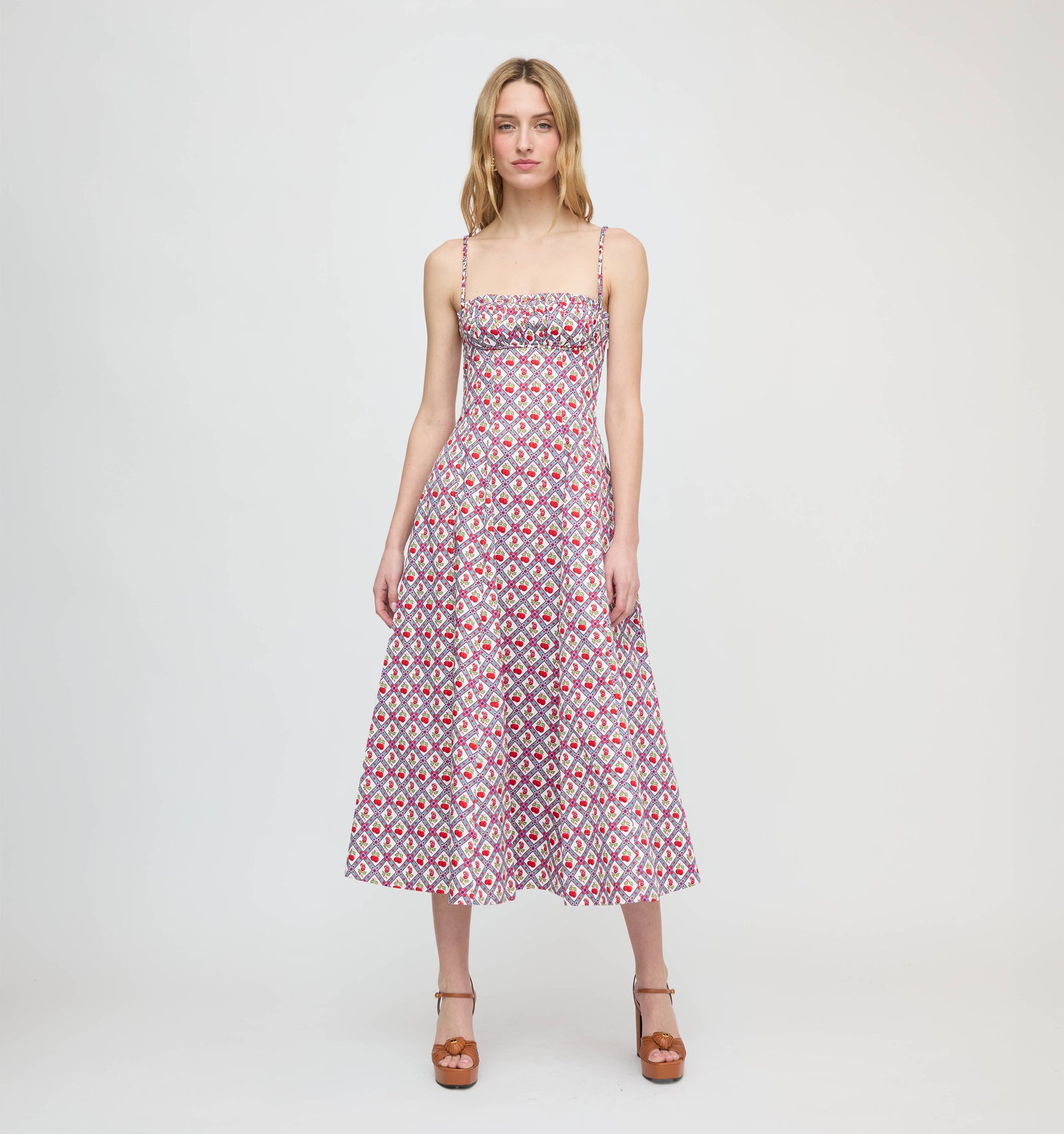 The Maisie Dress - Diamond Cherries Cherry Red